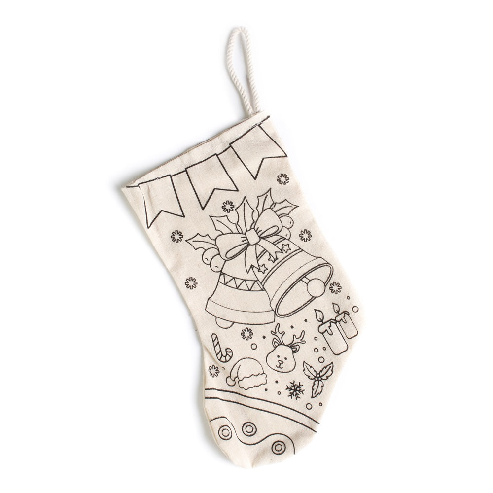 DIY Pre-Printed Stocking Painting Kit Christmas Bells Approx L24.9 X W13.4cm 1pc