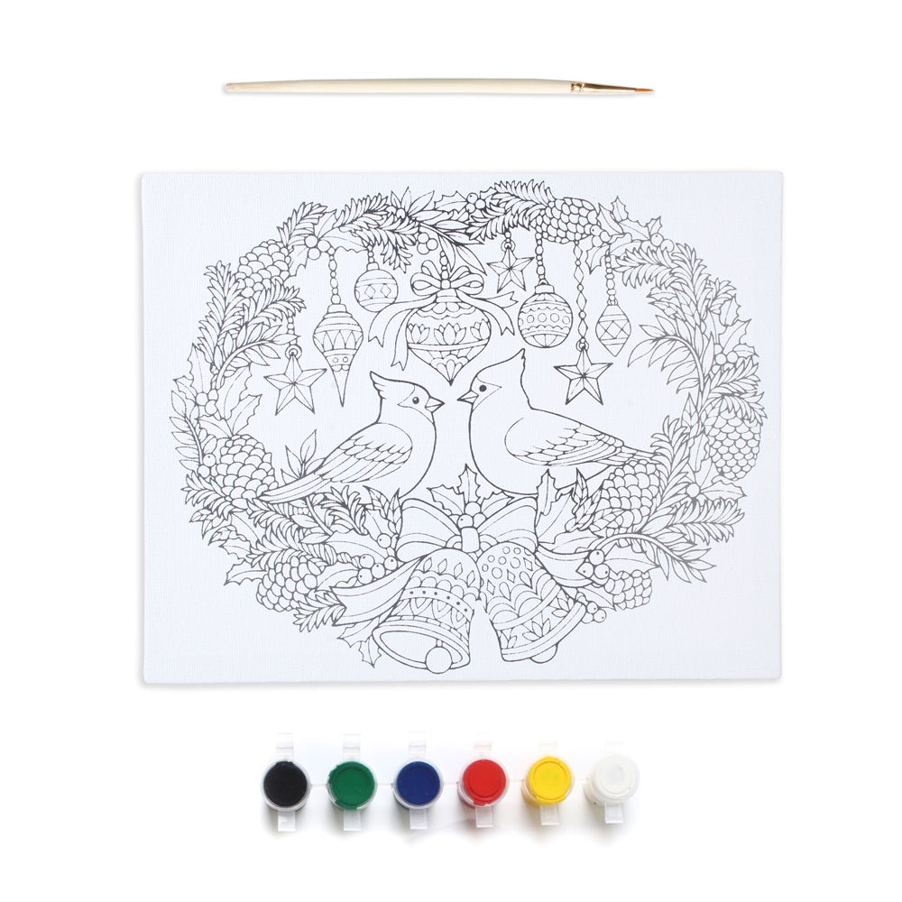 Pre Primed Printed Stretched Canvas With Paints Festive Celebration L10 X W8Inch 1pc