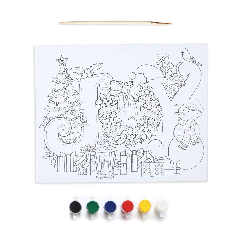 Pre Primed Printed Stretched Canvas With Paints Joy To The World L10 X W8Inch 1pc