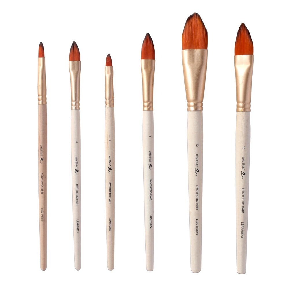 Cat`s Tongue Brush Synthetic Hair Size 2 4 6 8 10 12 Set of 6 pc
