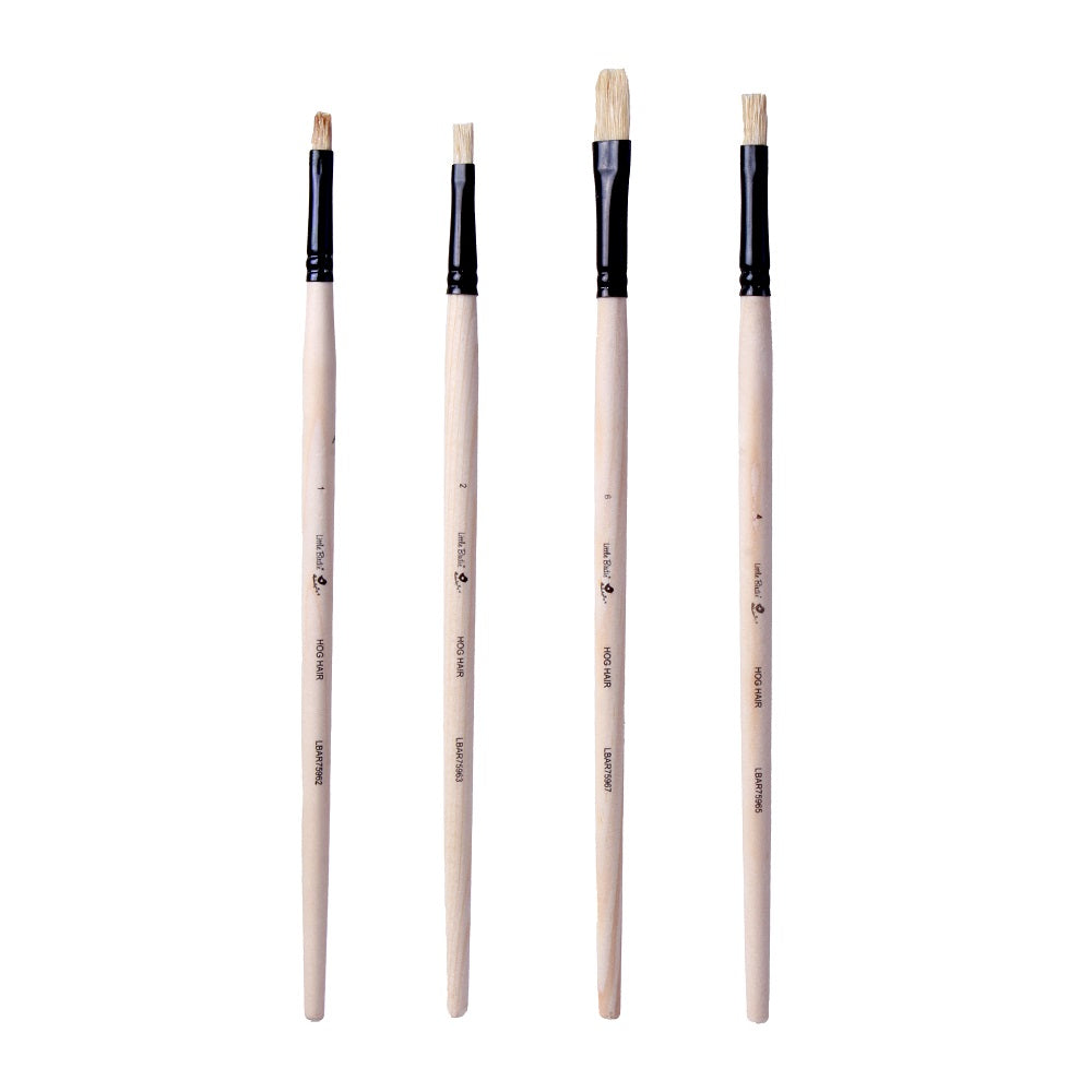 Synthetic Hog Hair Oil Brush Flat Size.1 2 4 6 Set of 4pc