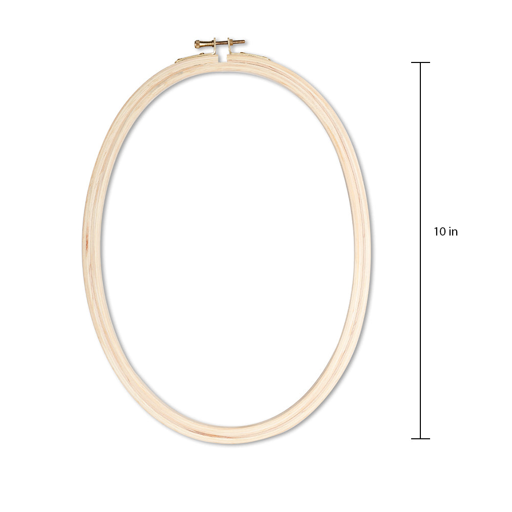 Pine Wooden Embroidery Hoops Oval With Brass Screw 10Inch 1 Pc