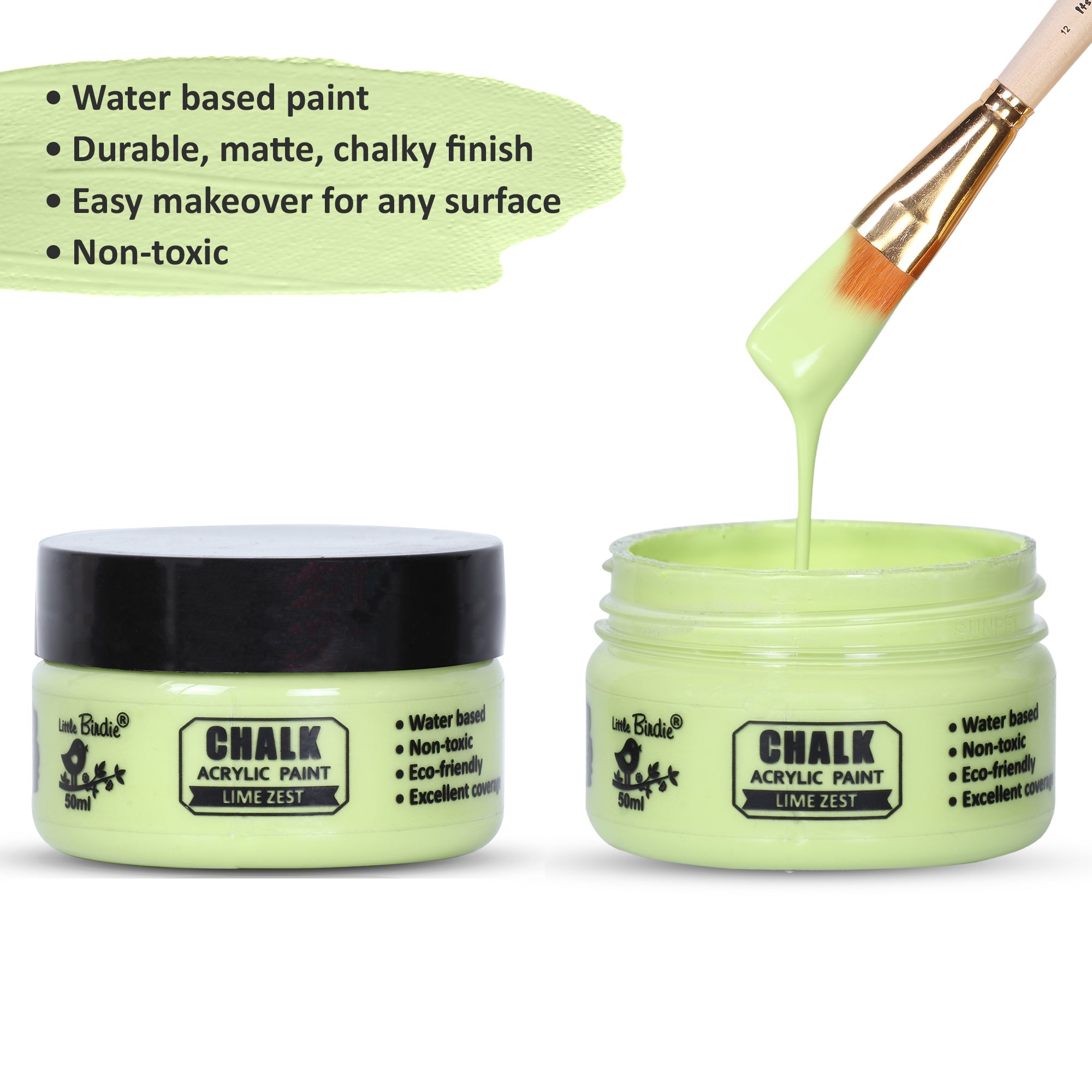 Home Decor Chalk Paint Lime Zest 50ml Bottle
