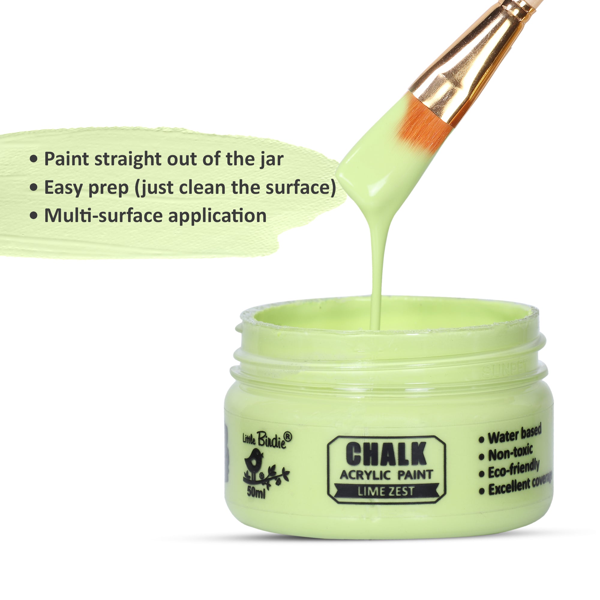 Home Decor Chalk Paint Lime Zest 50ml Bottle
