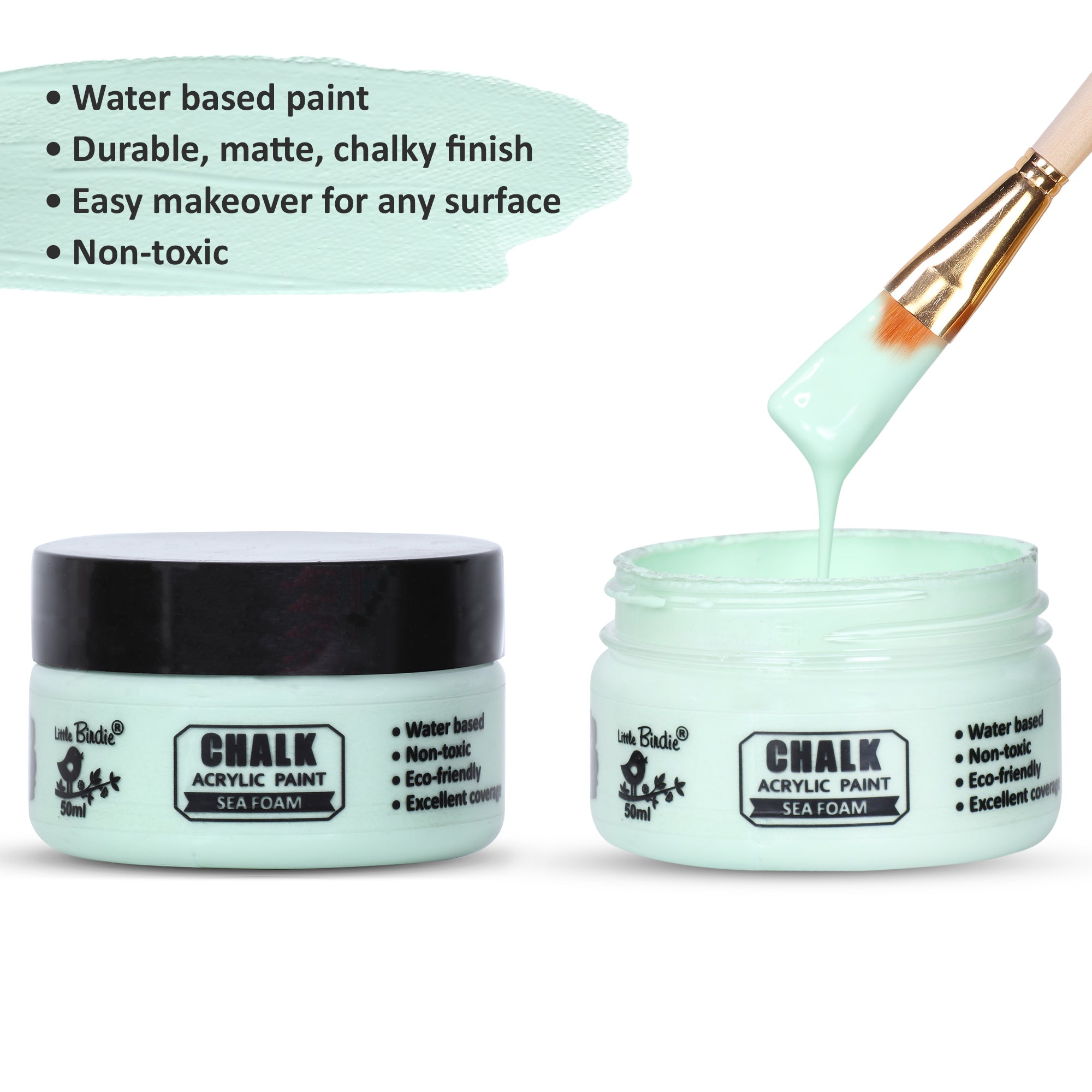 Home Decor Chalk Paint Sea Foam 50ml Bottle