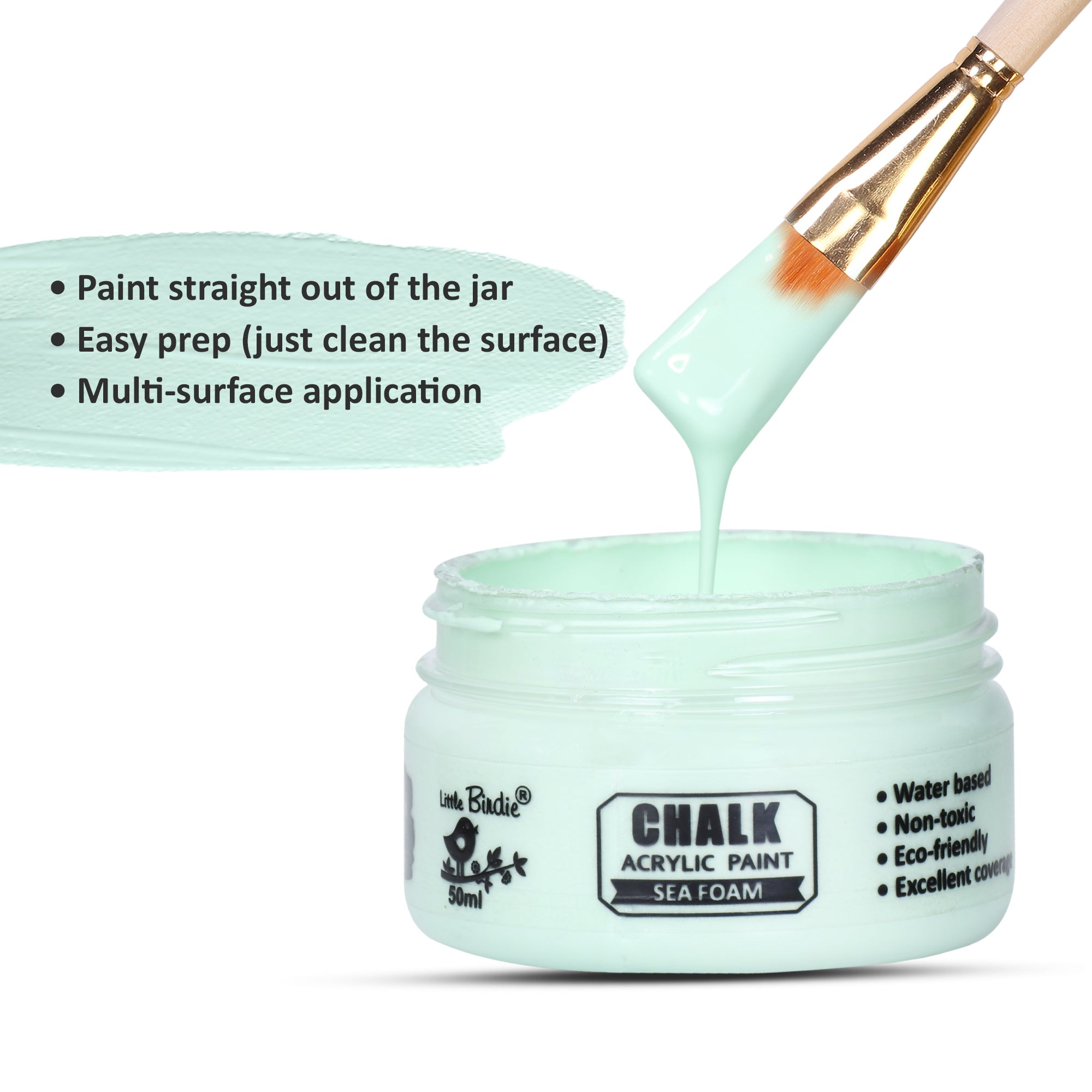 Home Decor Chalk Paint Sea Foam 50ml Bottle