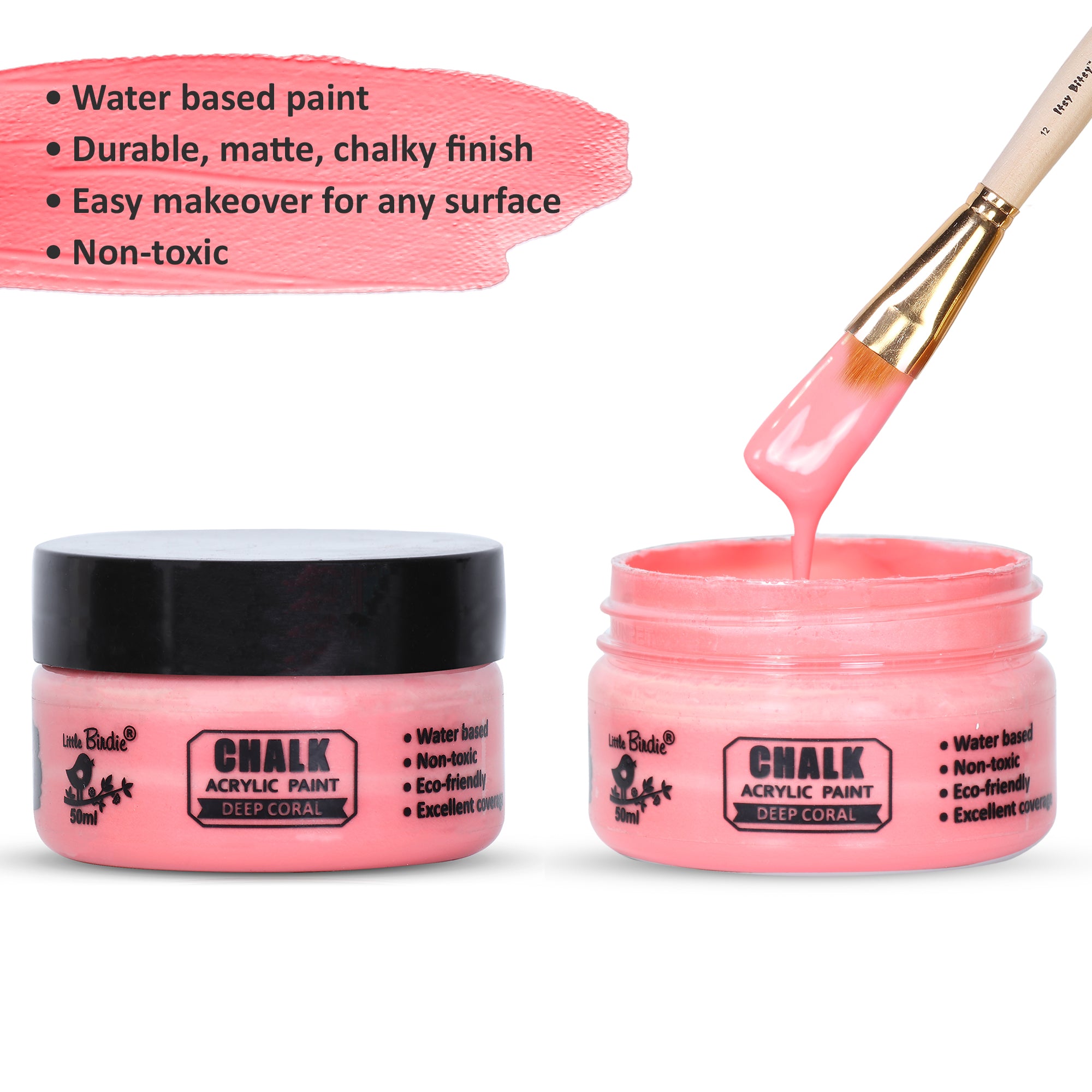 Home Decor Chalk Paint Deep Coral 50ml Bottle