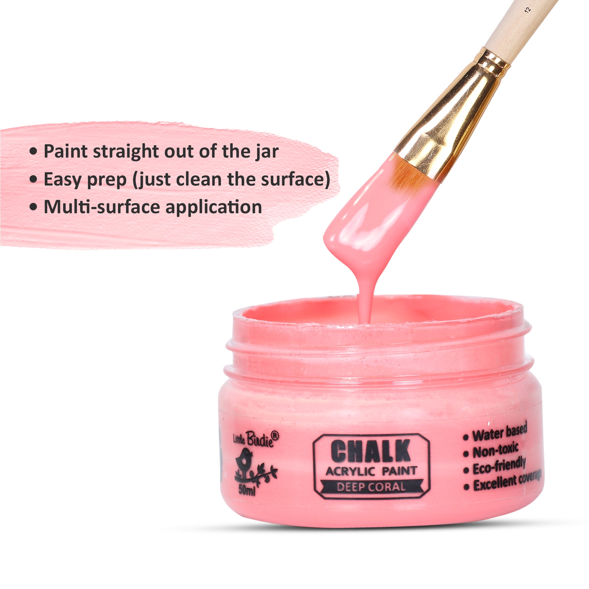 Home Decor Chalk Paint Deep Coral 50ml Bottle