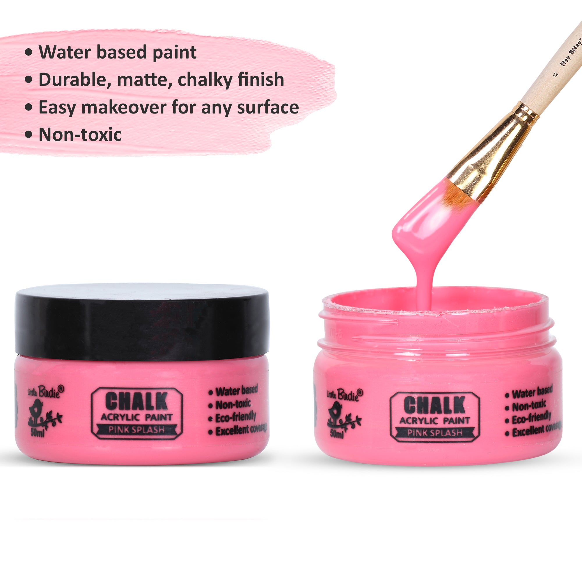Home Decor Chalk Paint Pink Splash 50ml Bottle