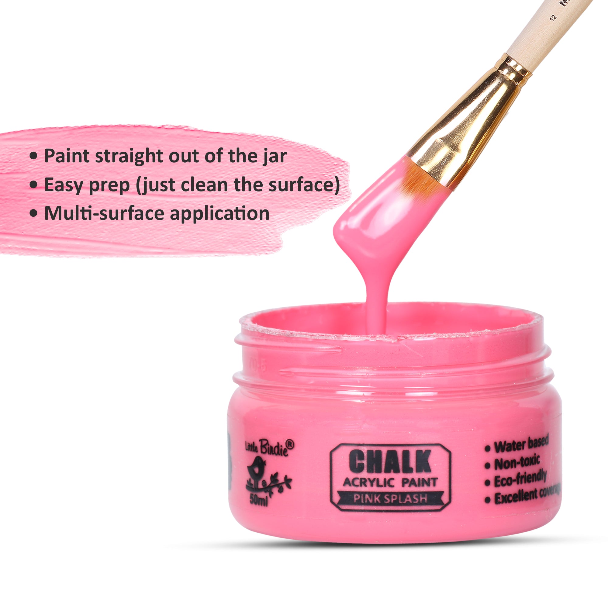 Home Decor Chalk Paint Pink Splash 50ml Bottle