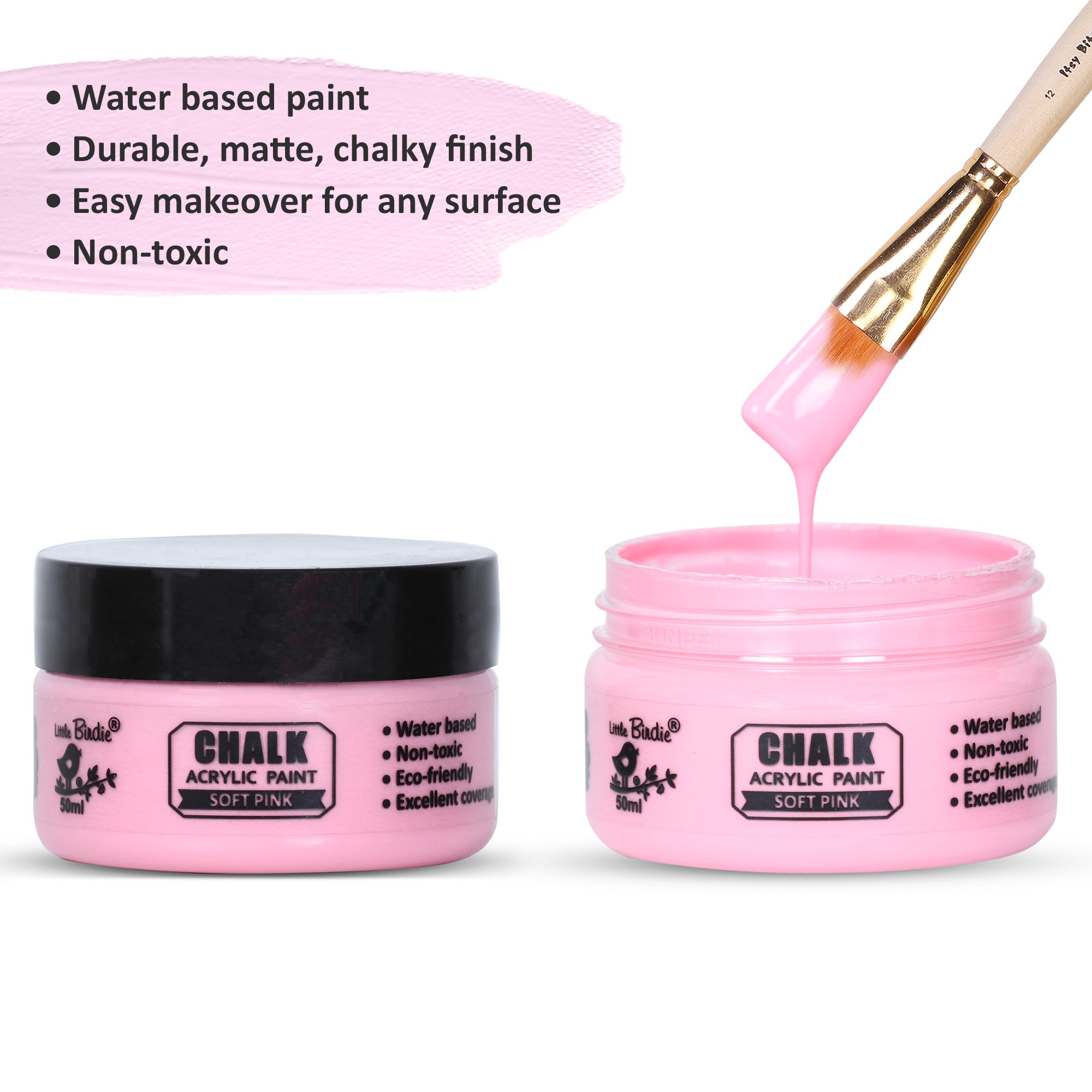 Home Decor Chalk Paint Soft Pink 50ml Bottle