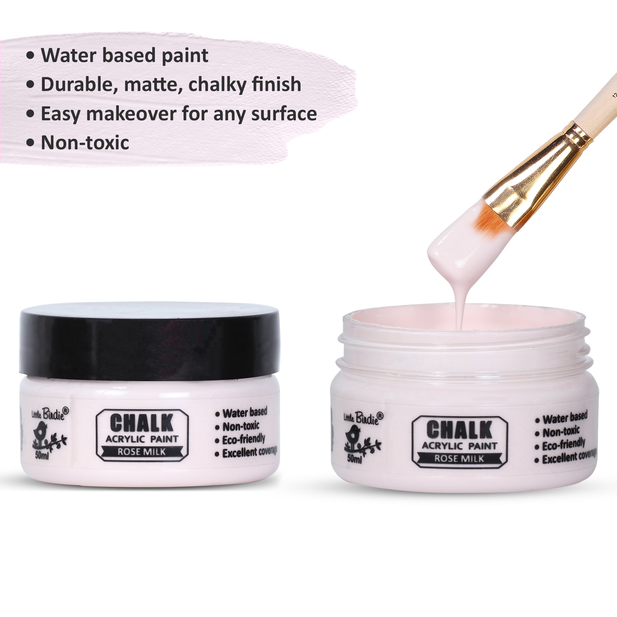 Home Decor Chalk Paint Rose Milk 50ml Bottle