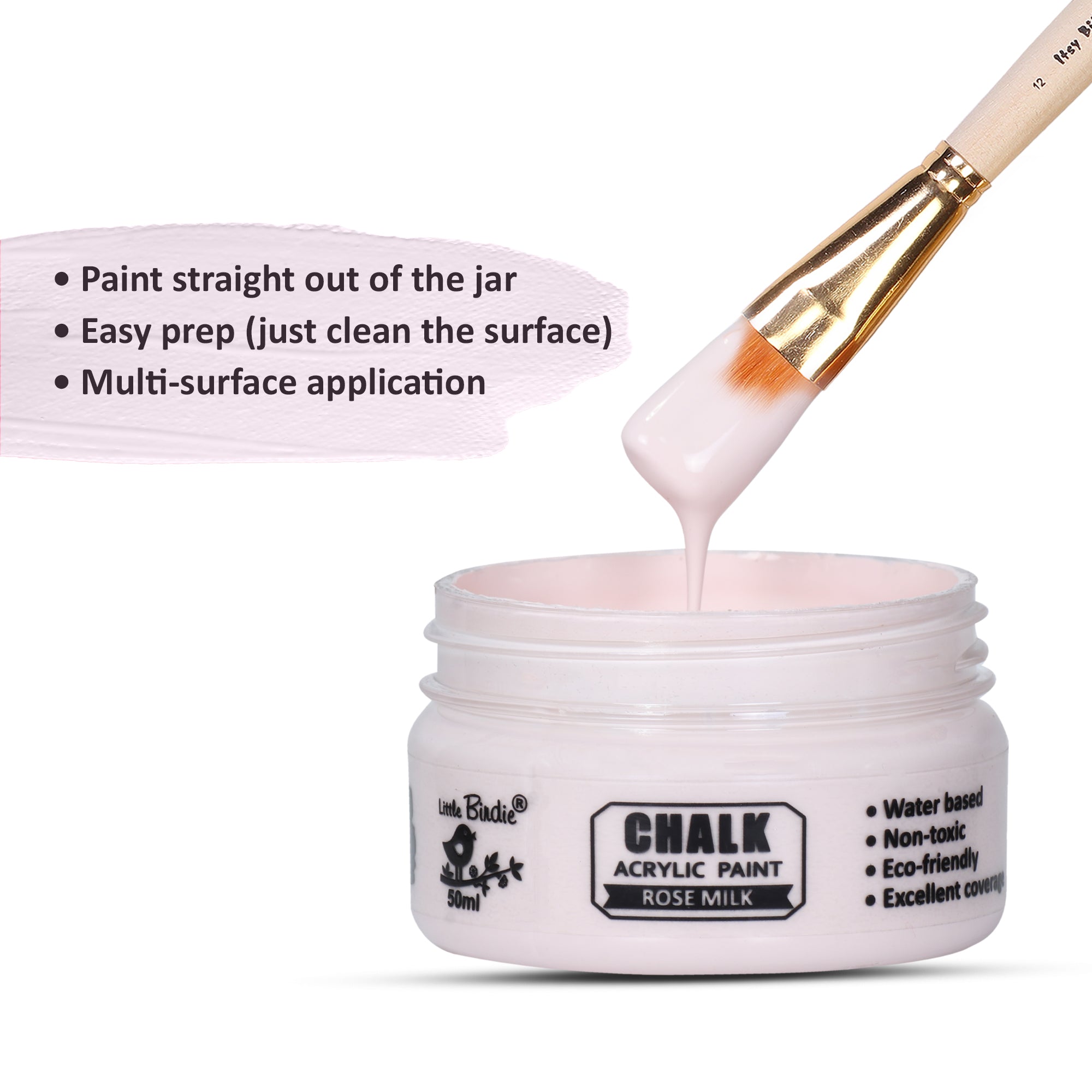 Home Decor Chalk Paint Rose Milk 50ml Bottle