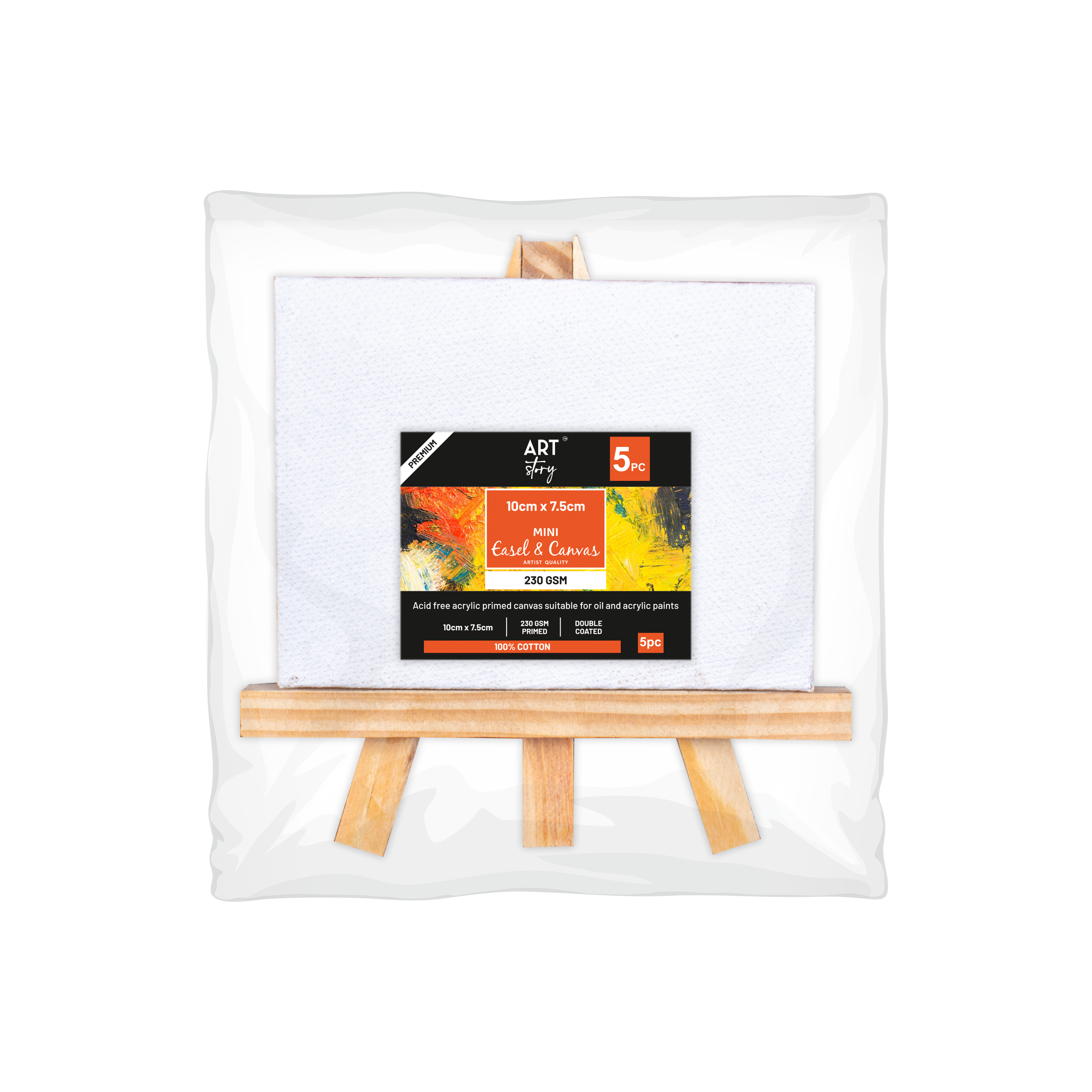 Wooden Mini Easel With Canvas Easel Size 11cm Canvas Size 10 X 7cm Set of 5pc