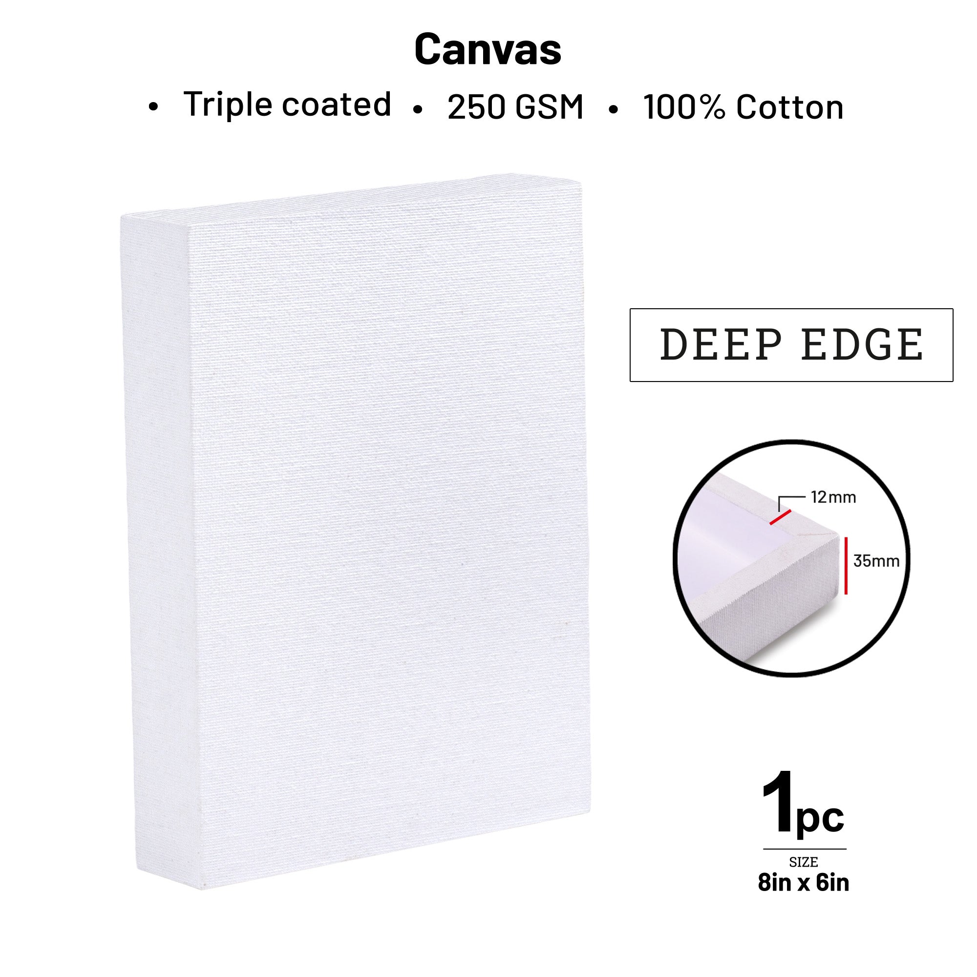 Artists 3D Deep Edge Canvas Panel Rectangle 6 X 8inch 1pc LB