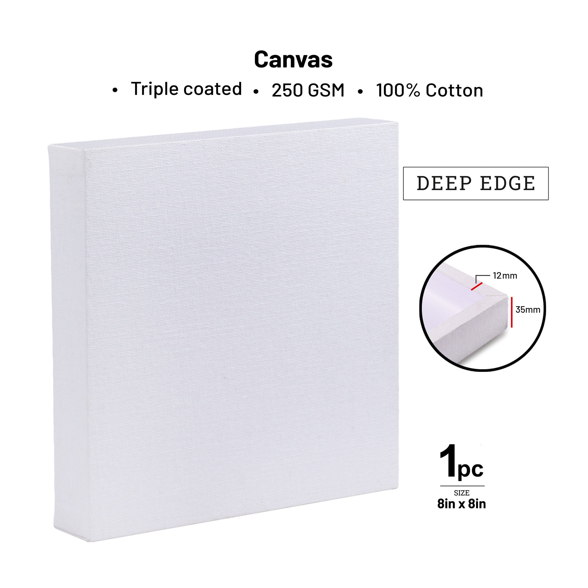 Artists 3D Deep Edge Canvas Panel Square 8 X 8inch 1pc LB