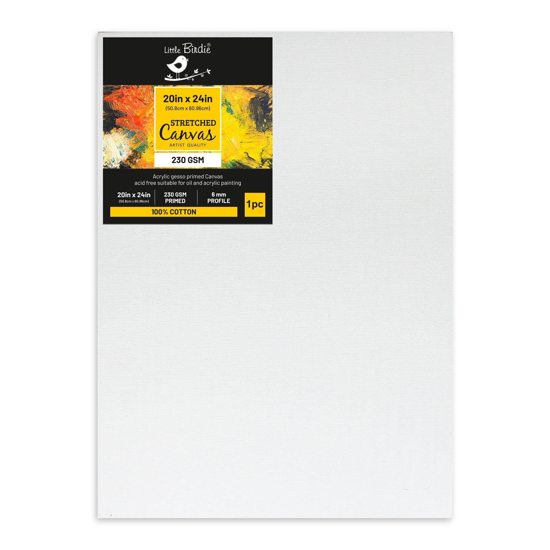Stretched Canvas Frame 16X30Mm 230Gsm 20 X 24Inch 1Pc (Pack of 3)