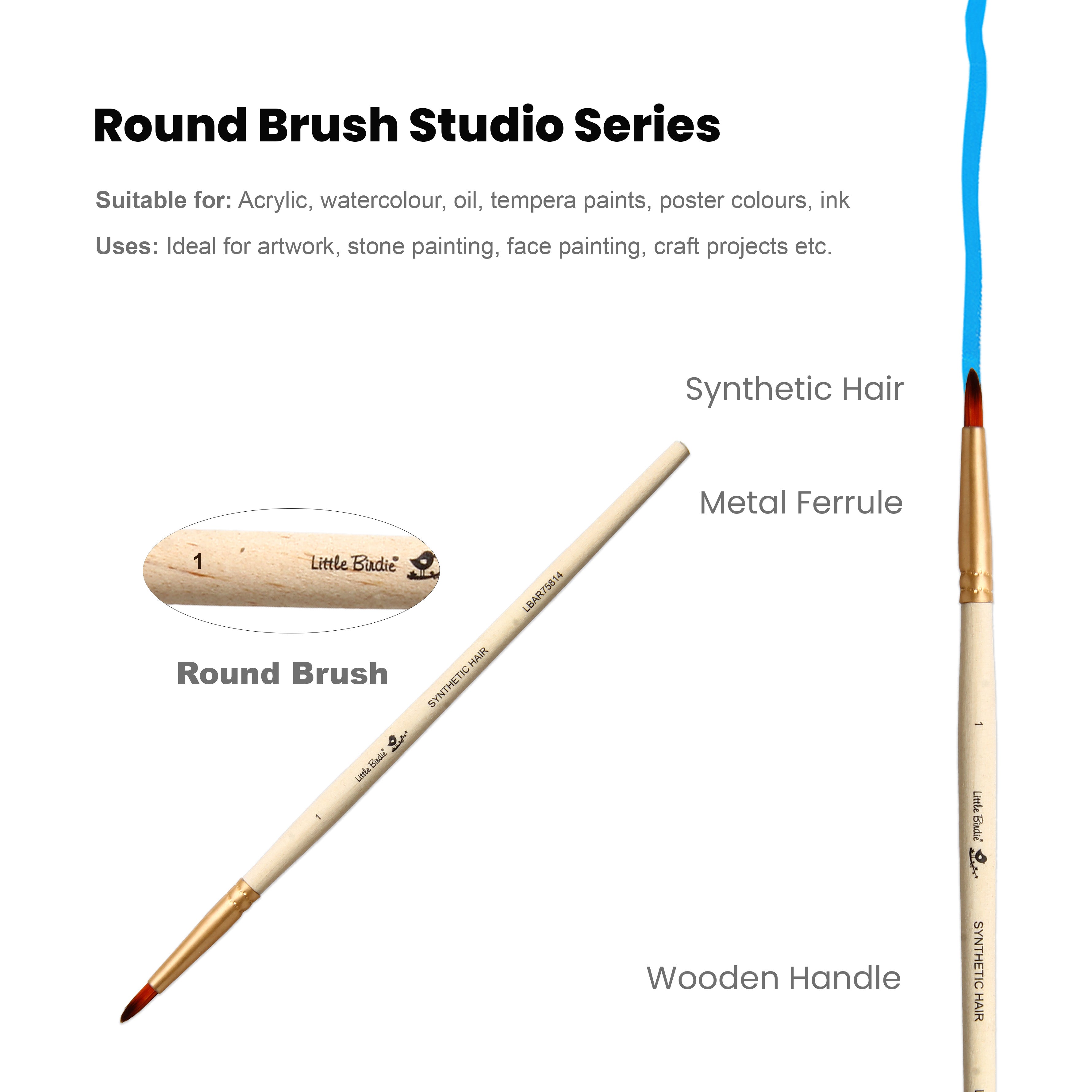 Detailer Brush Synthetic Hair Size 1 Handle Length 150mm