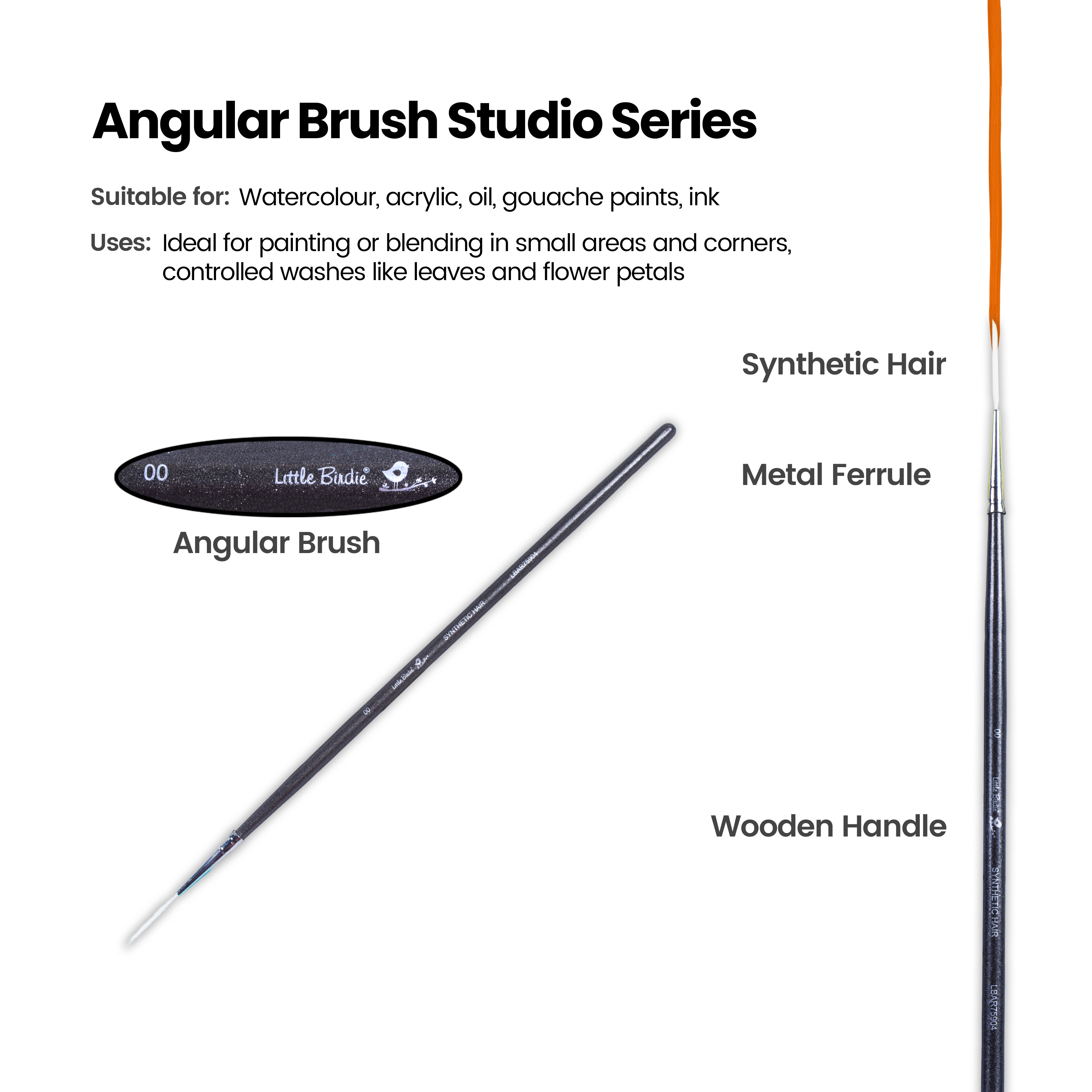 Premium Liner Brush Synthetic Hair Handle Length 200mm Size 00 1 pc
