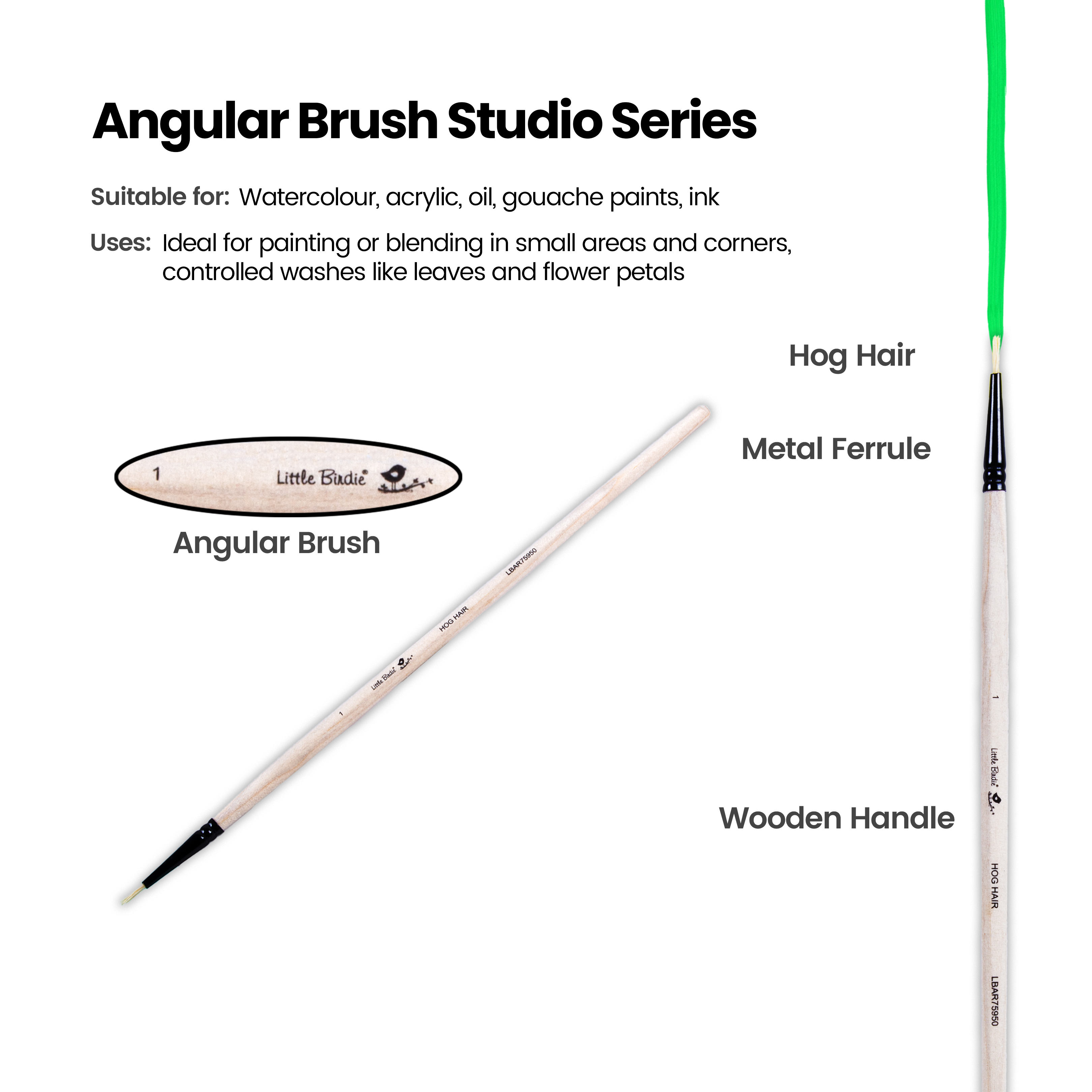 Synthetic Hog Hair Oil Round Brush Handle Length 200mm Size 1 1 pc