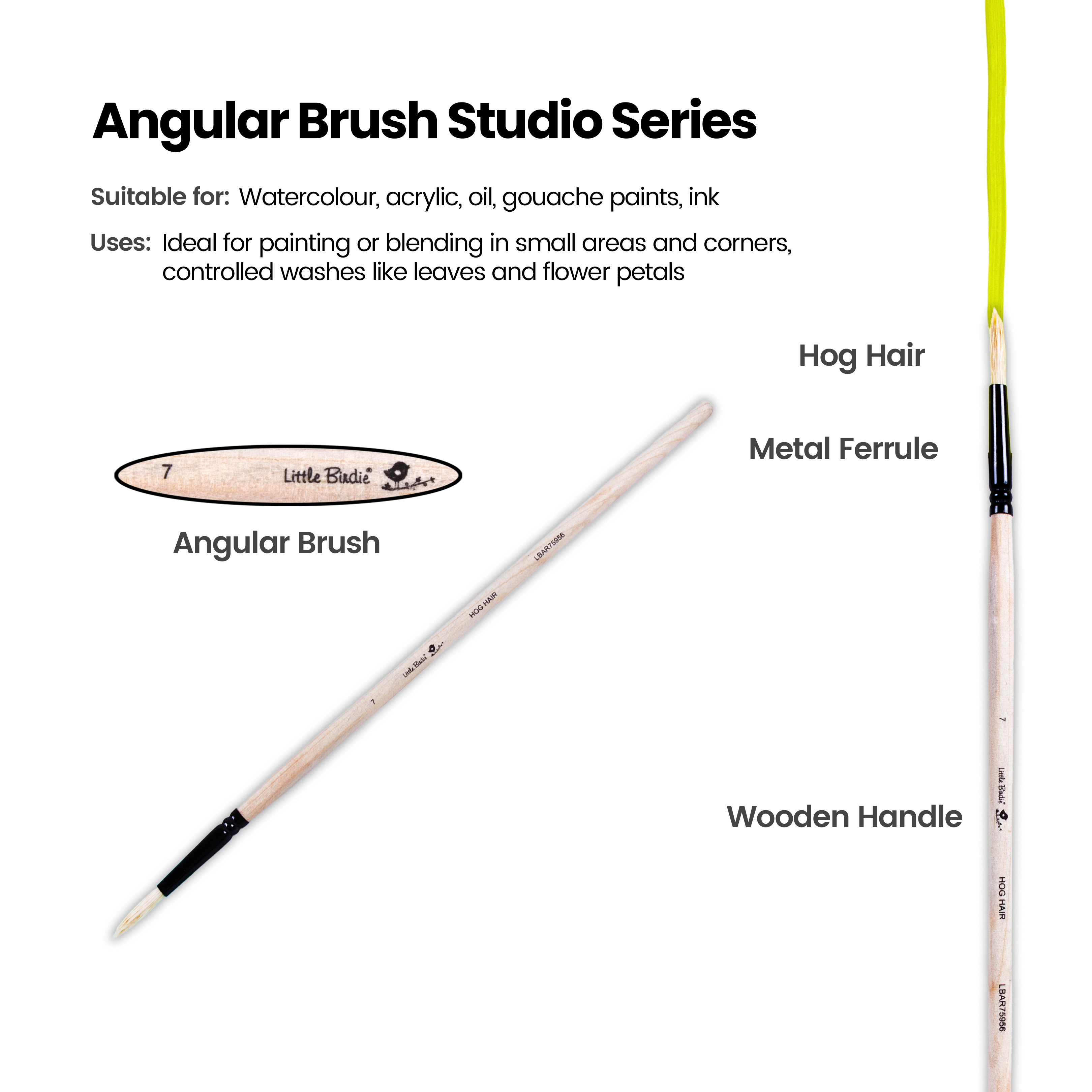 Synthetic Hog Hair Oil Round Brush Handle Length 200mm Size 7 1 pc