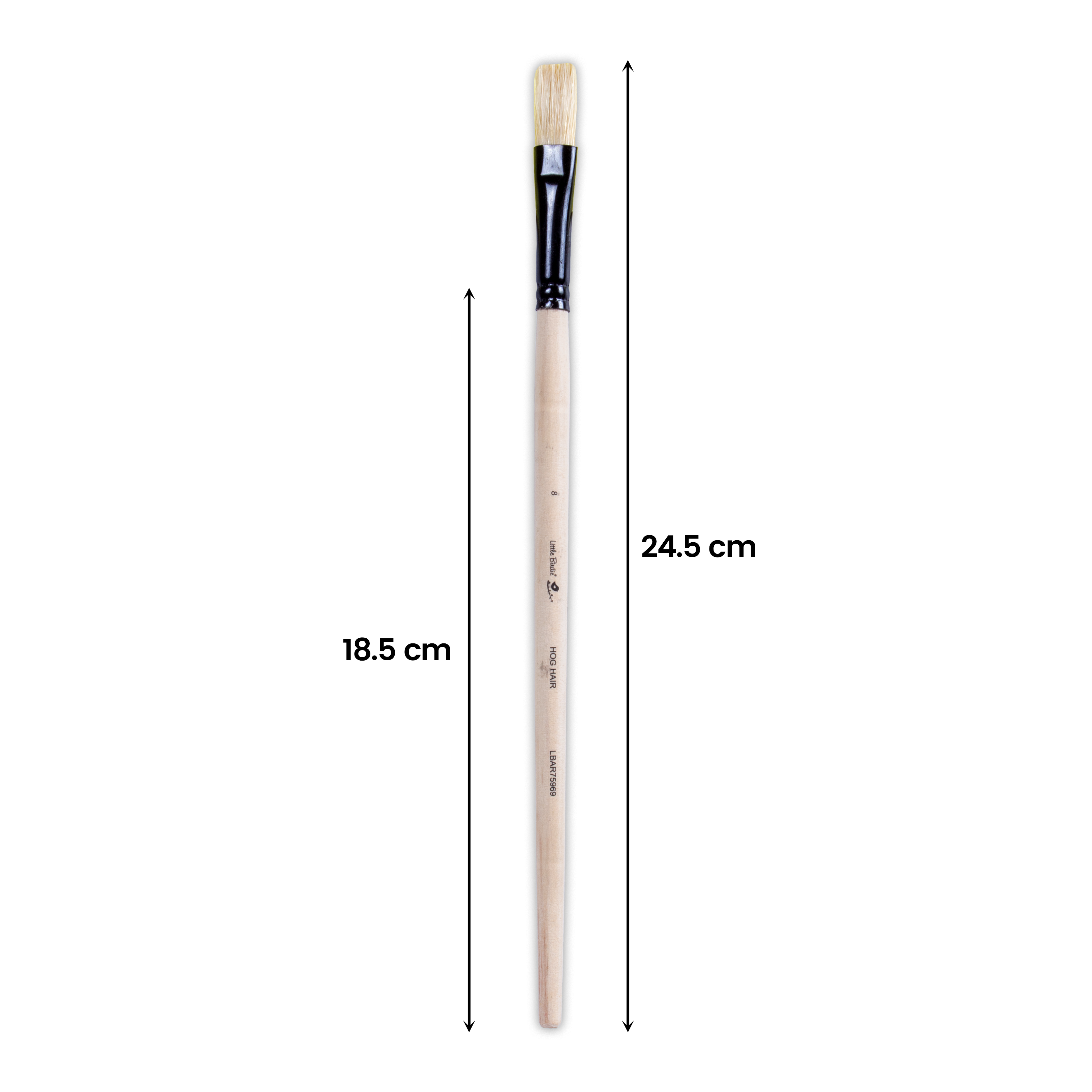 Synthetic Hog Hair Oil Flat Brush Handle Length 200mm Size 8 1 pc