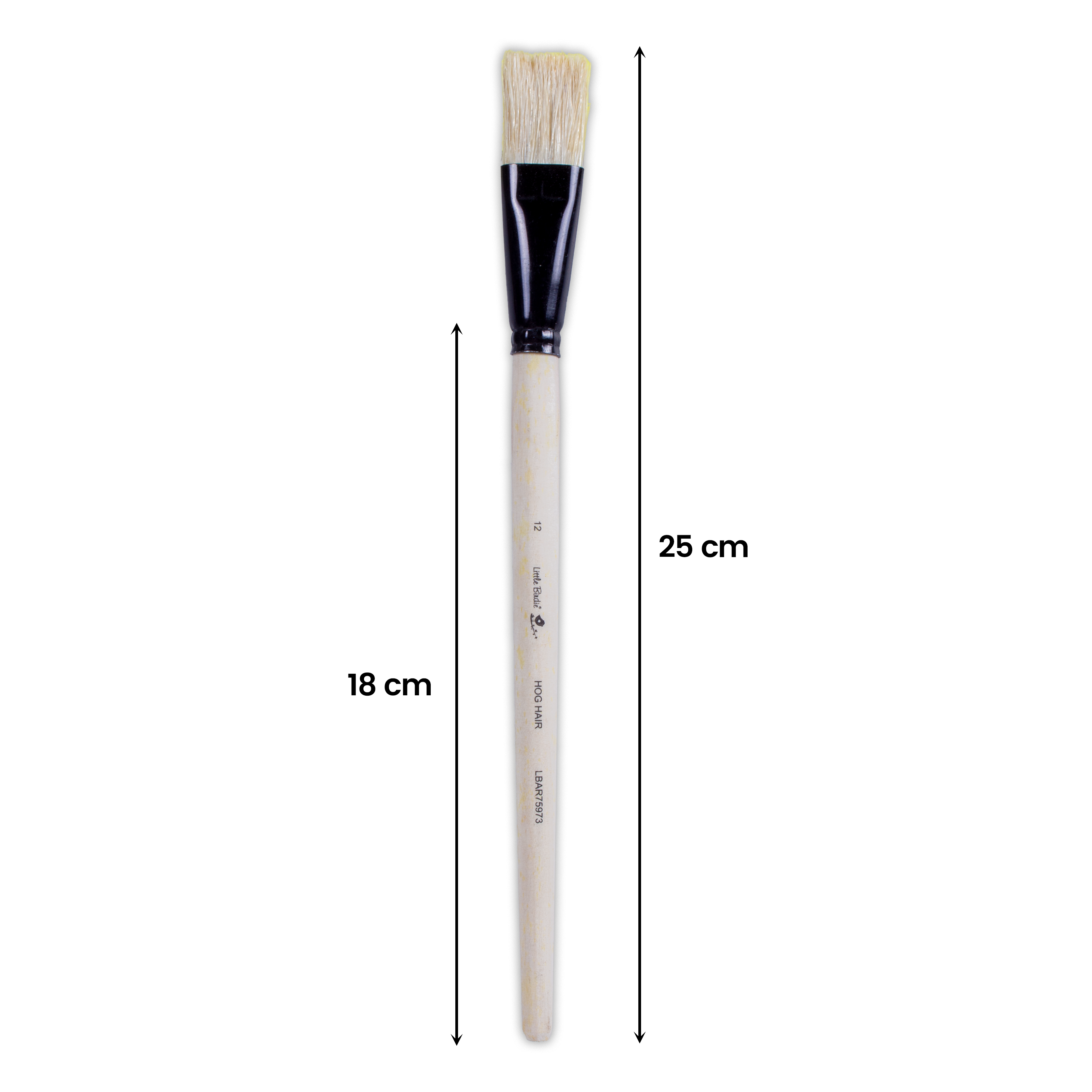 Synthetic Hog Hair Oil Flat Brush Handle Length 200mm Size 12 1 pc