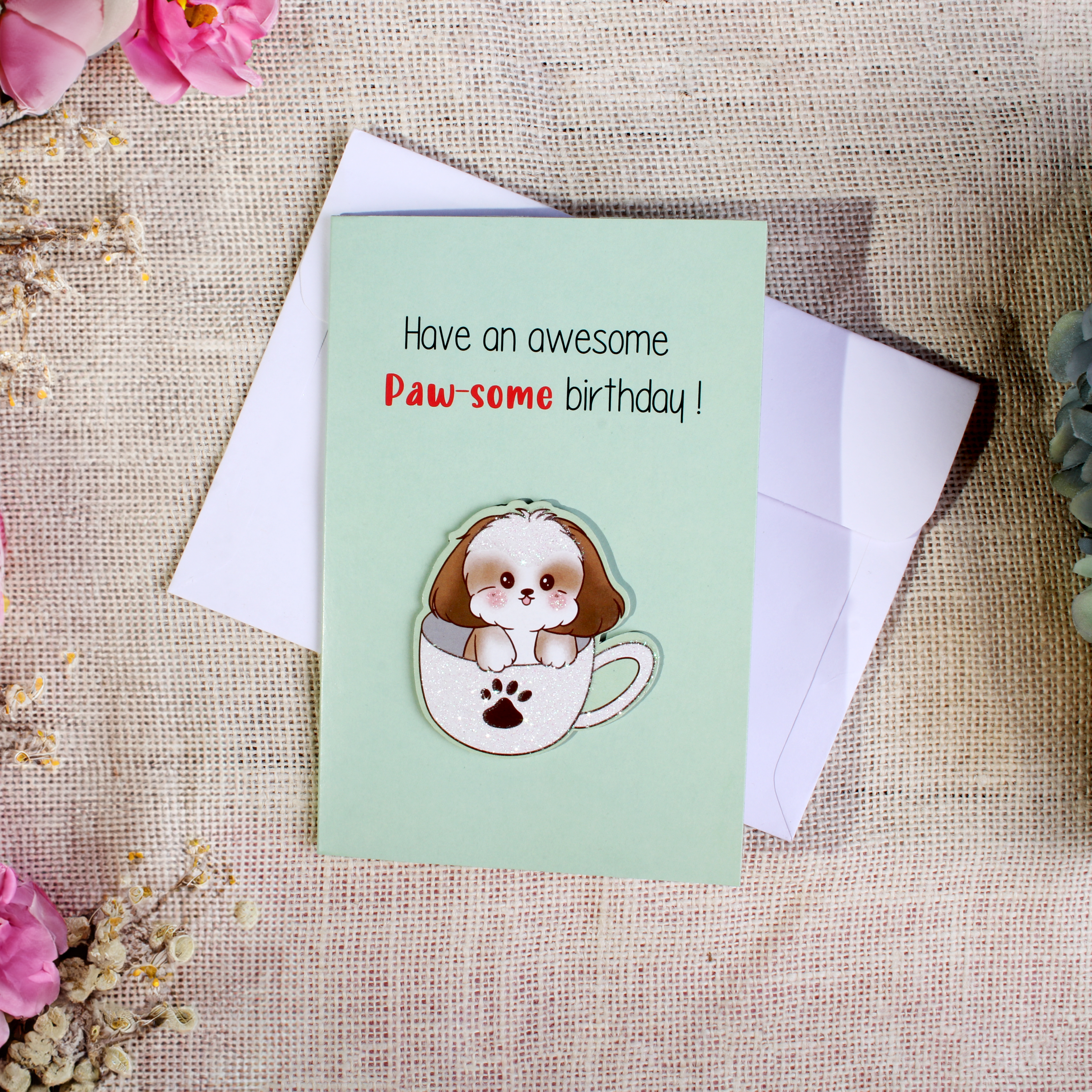 Greeting Card & Envelope Pawsome Birthday 4 X 6inch