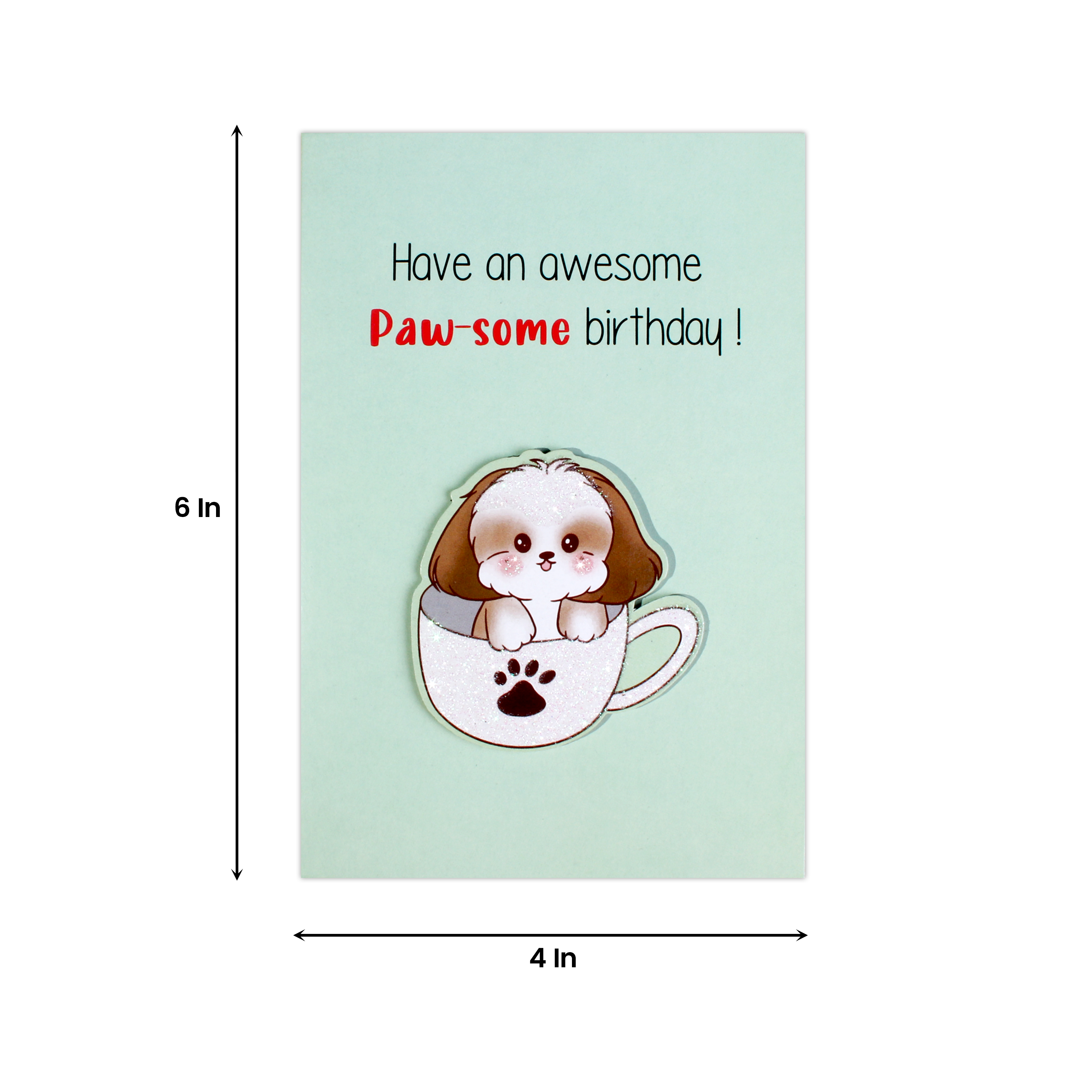 Greeting Card & Envelope Pawsome Birthday 4 X 6inch
