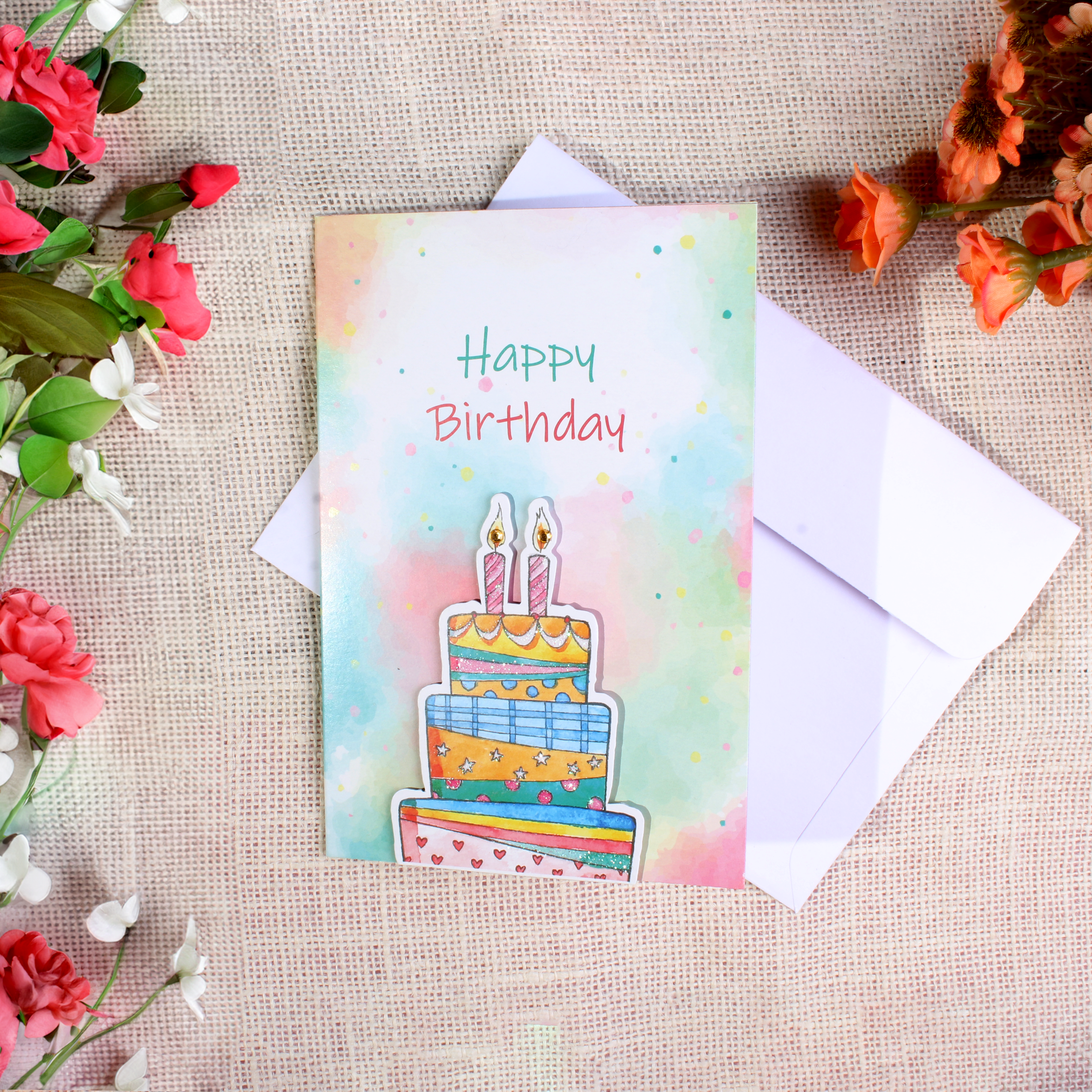 Greeting Card & Envelope Birthday Cake 4 X 6inch