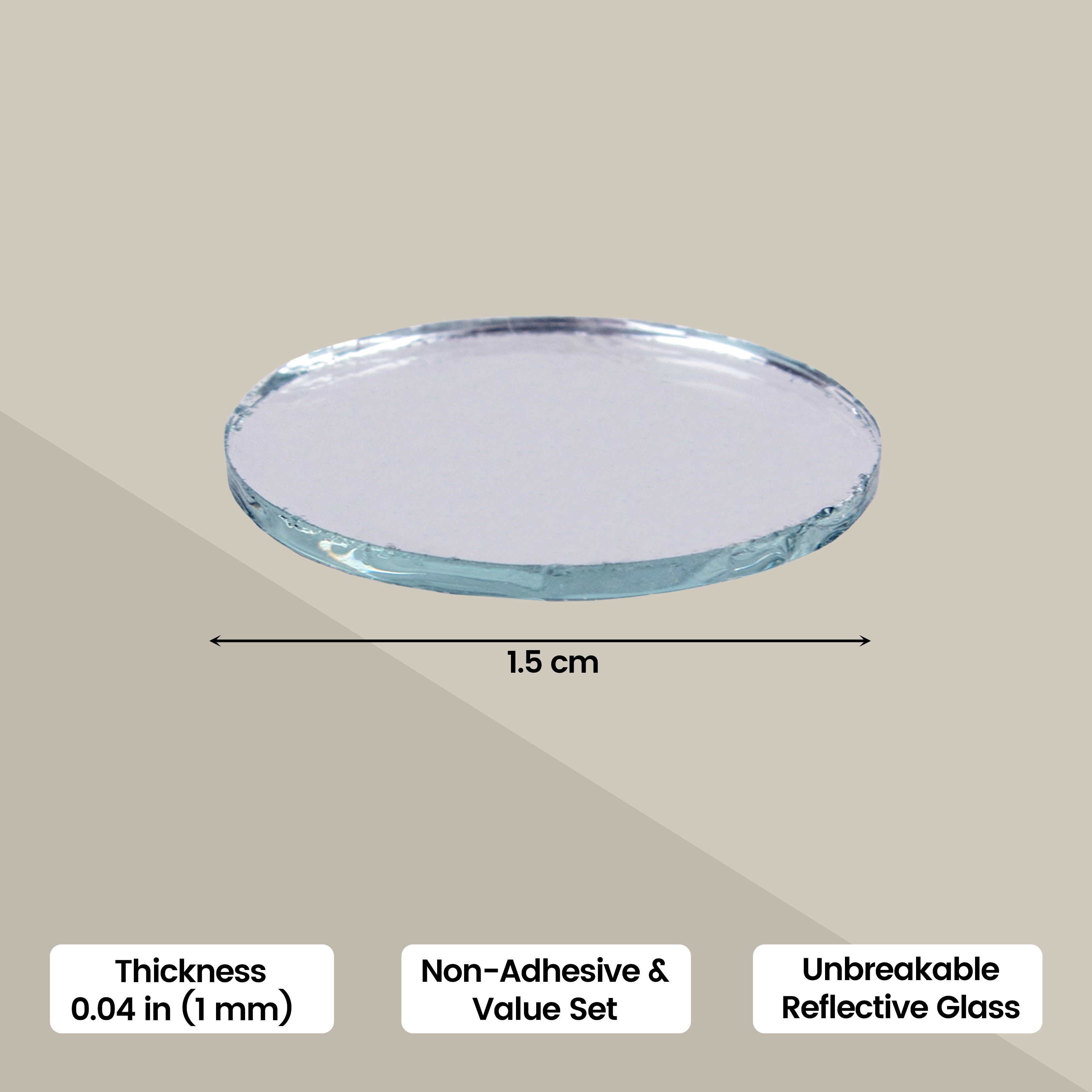Cut Mirror Round 15Mm 50Gms Approx 103pc
