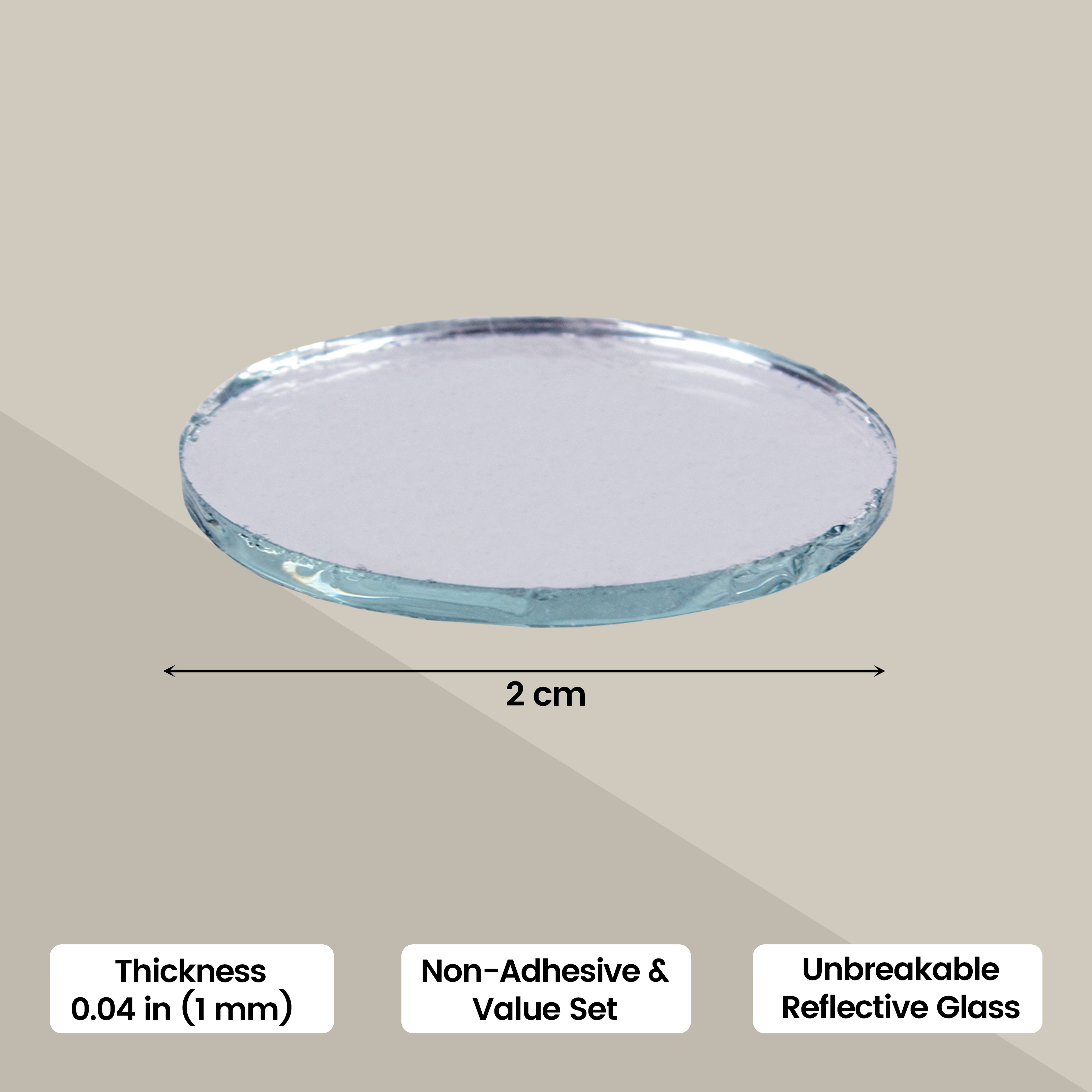 Cut Mirror Round 20Mm 50Gms Approx 57pc