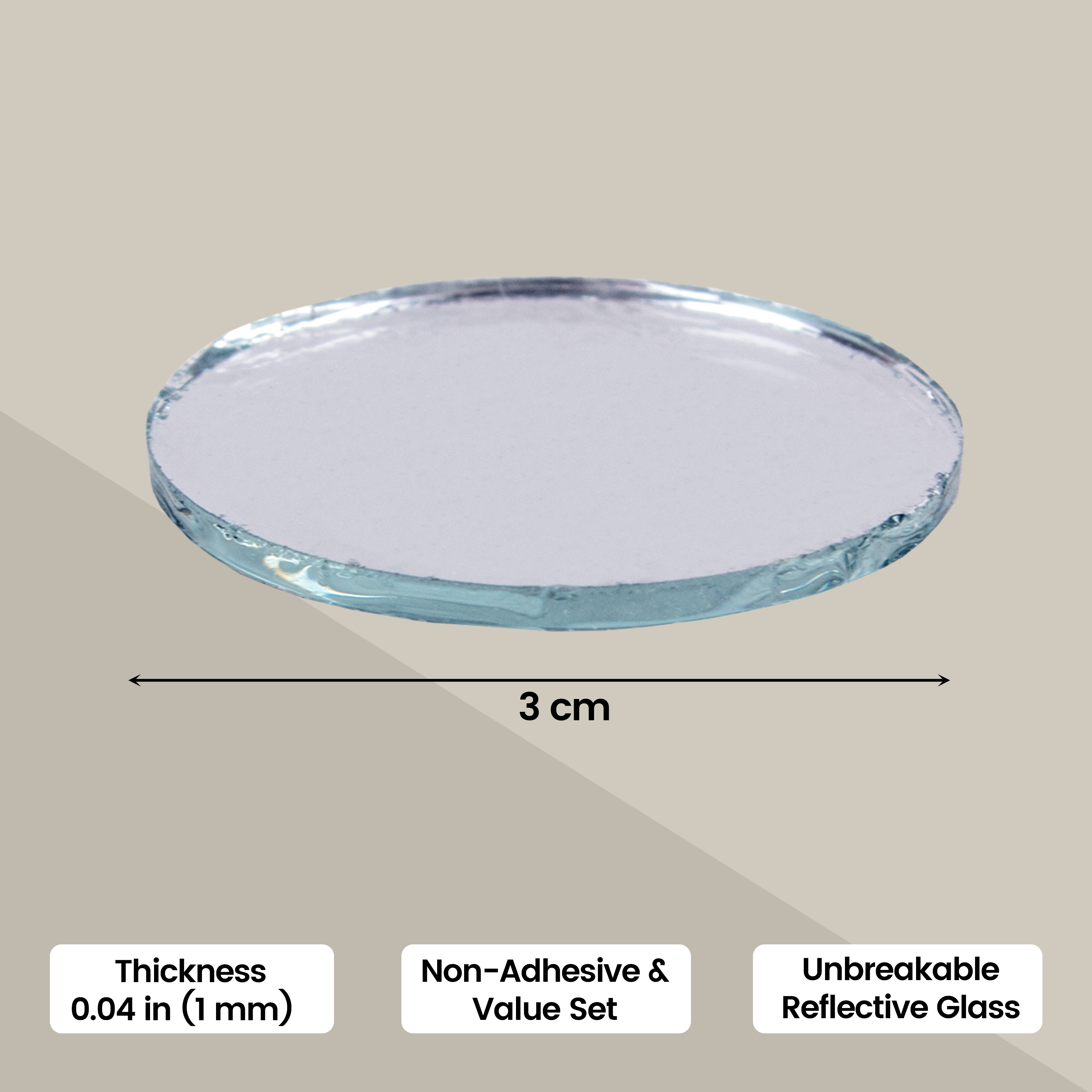 Cut Mirror Round 28Mm 50Gms Approx 36pc