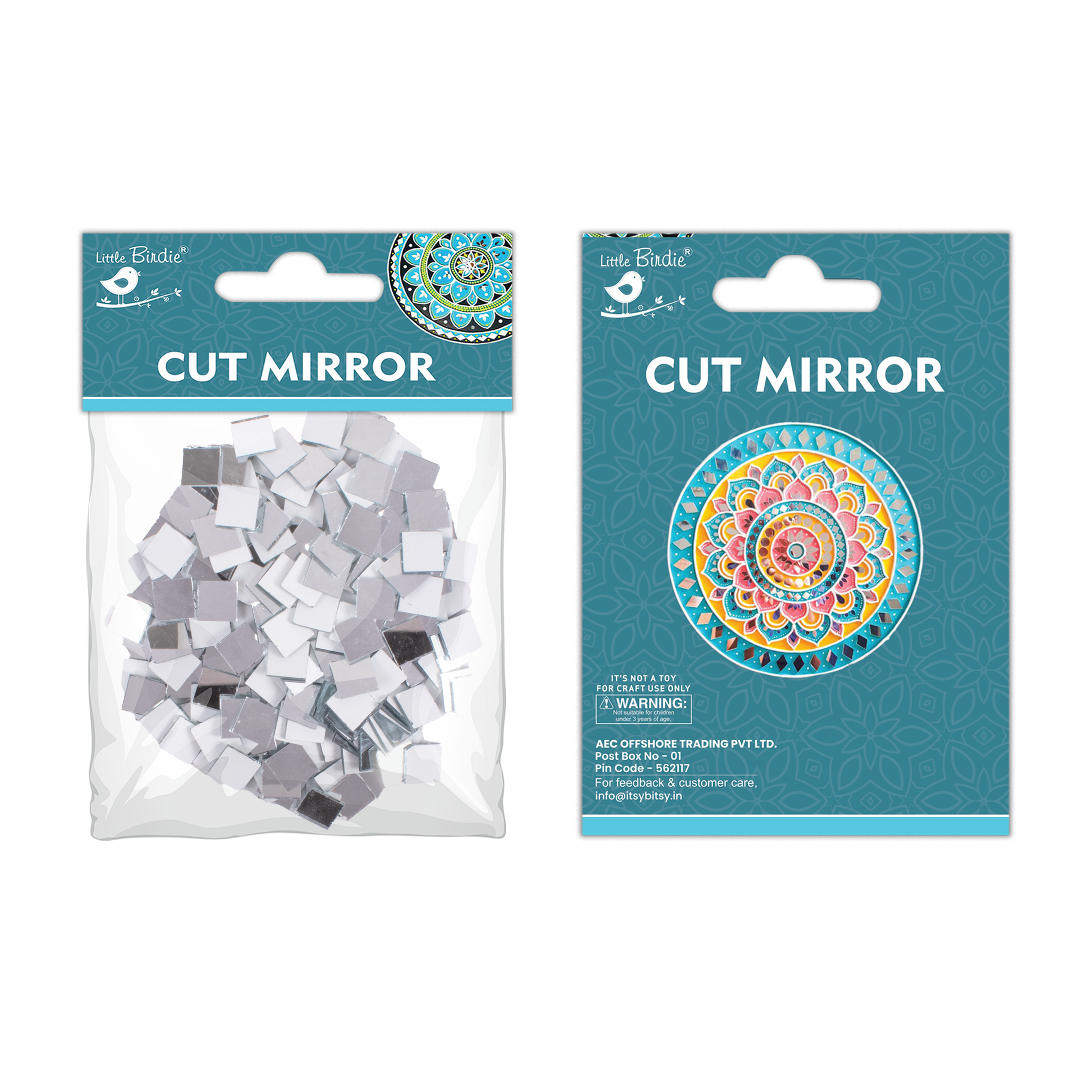 Cut Mirror Square 8Mm 50Gms Approx 262pc