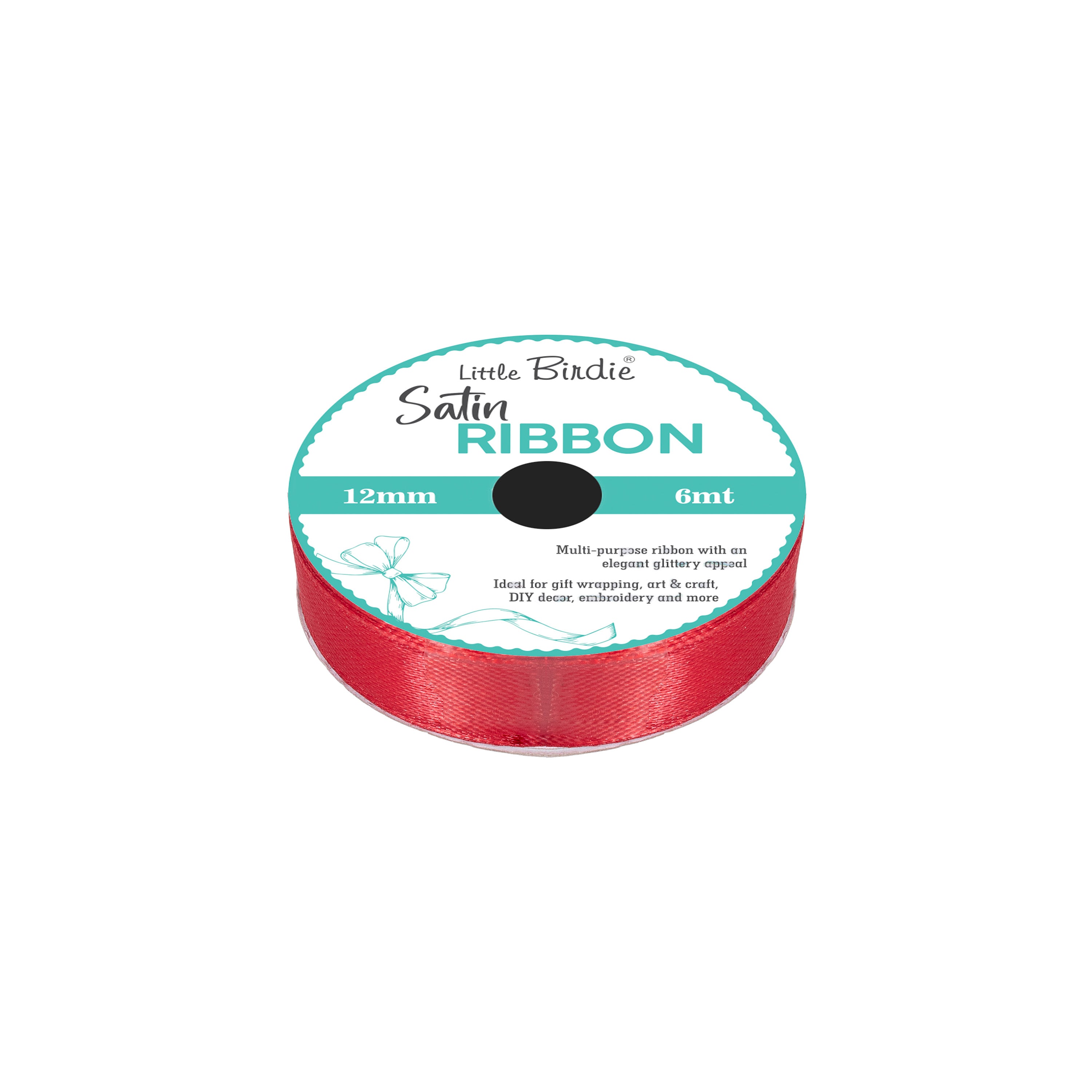 Satin Ribbon 12mm Red 6mtr 1Roll