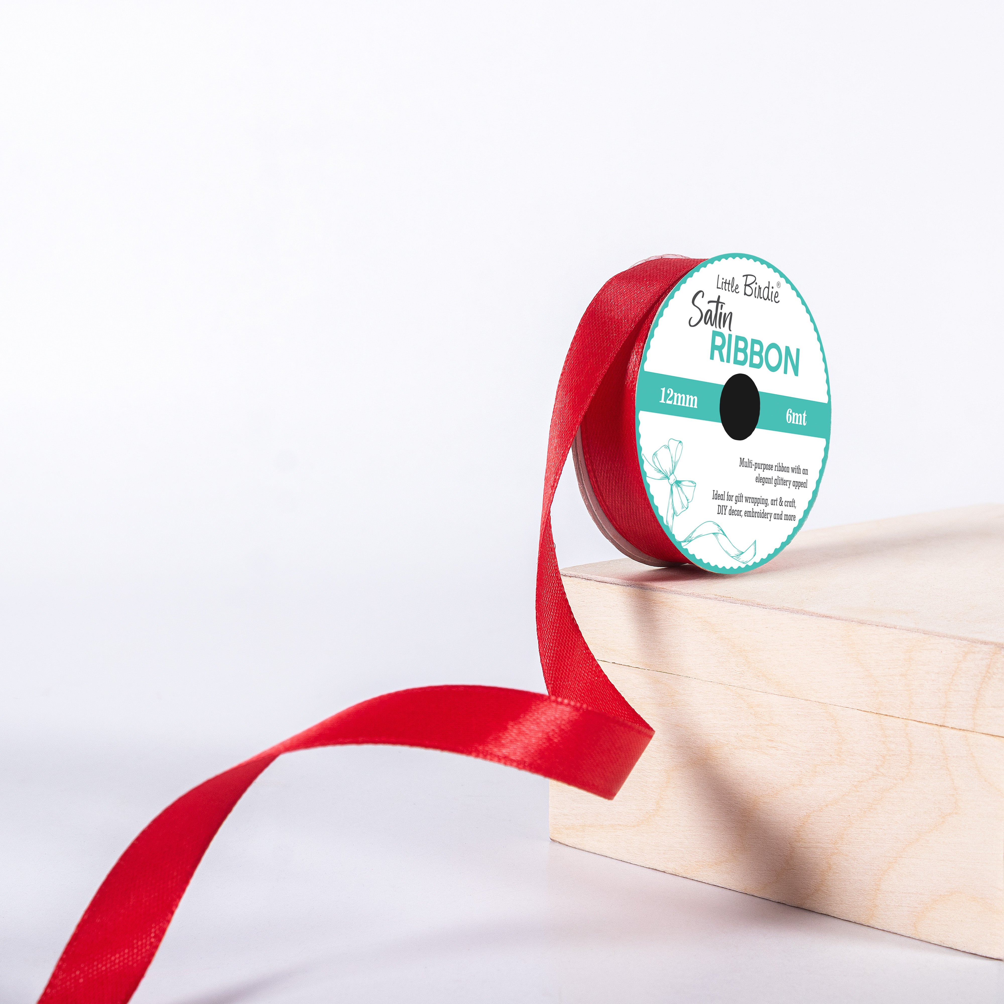 Satin Ribbon 12mm Red 6mtr 1Roll