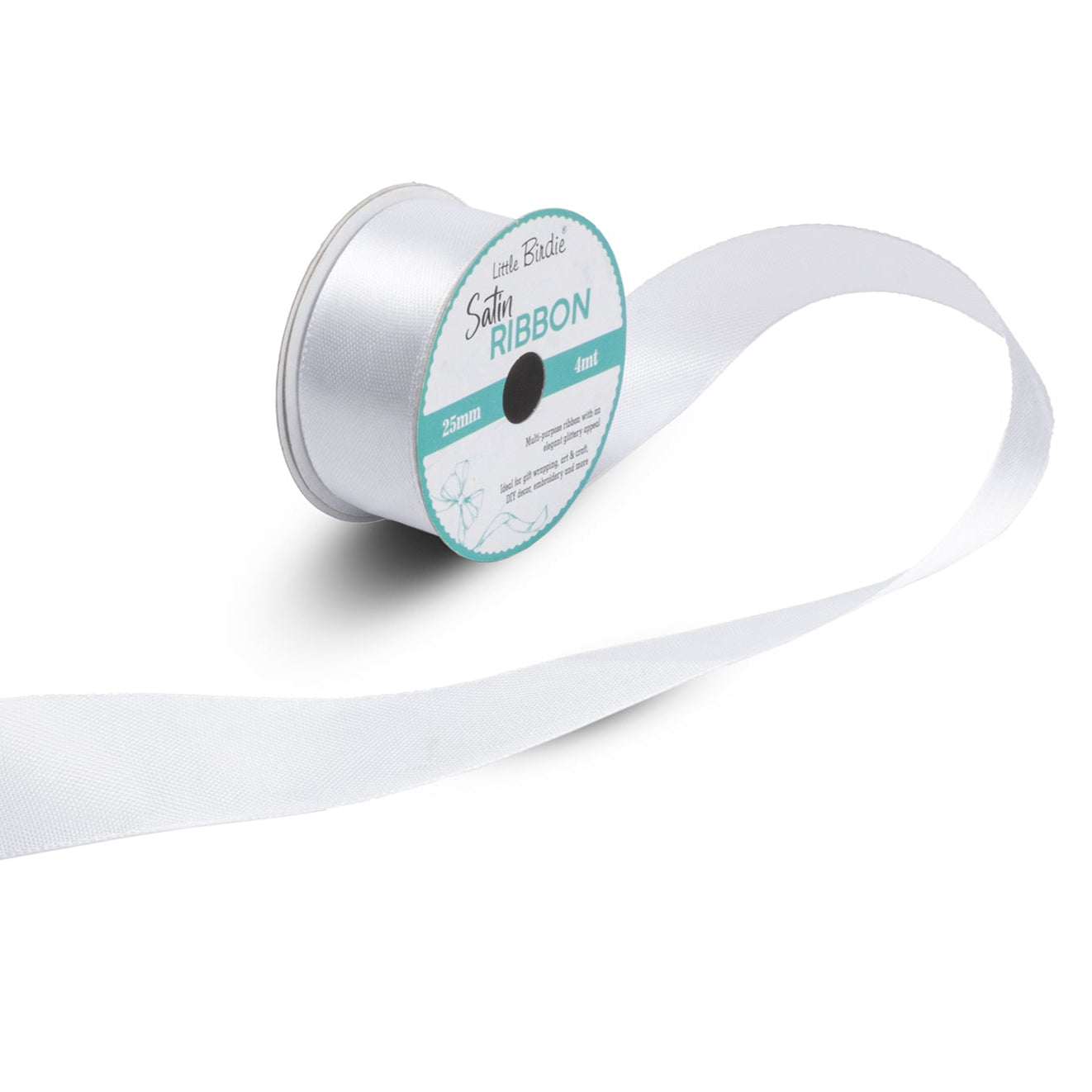Satin Ribbon | 25mm | White | 4 Meters - 1 Roll