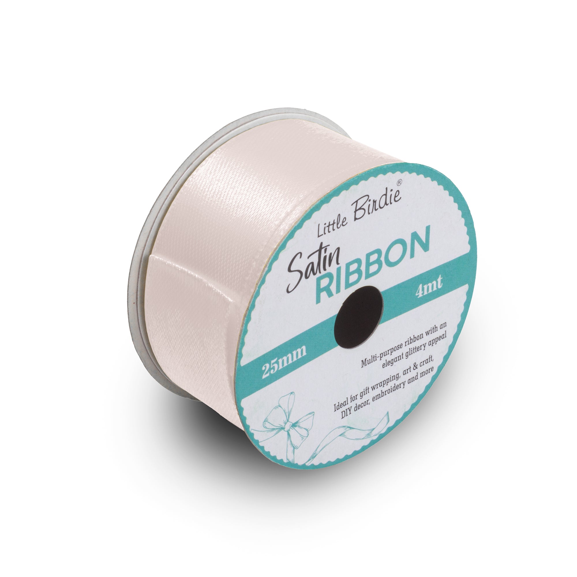 Satin Ribbon | 25mm | Off White | 4 Meters - 1 Roll