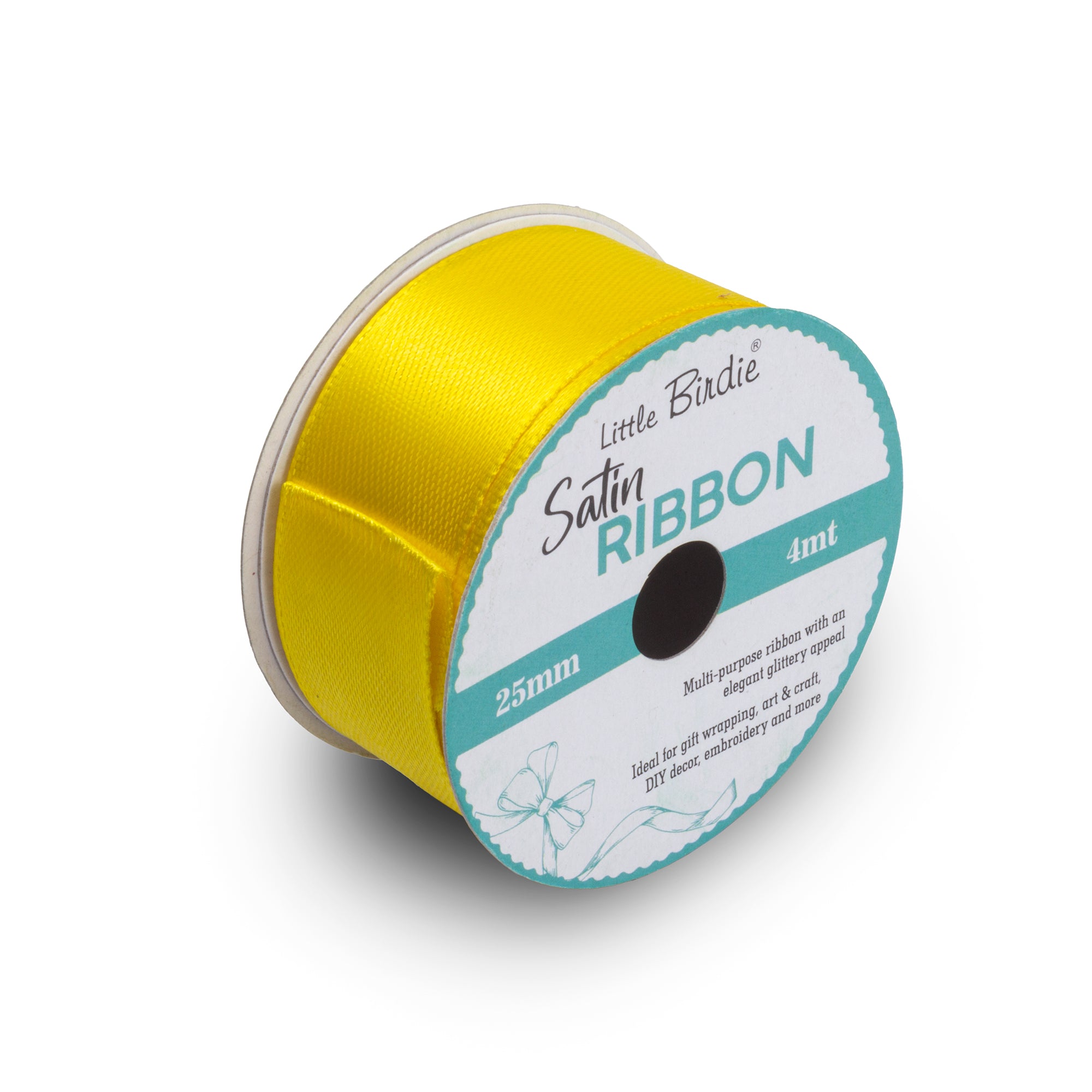 Satin Ribbon | 25mm | Lemon Yellow | 4 Meters - 1 Roll