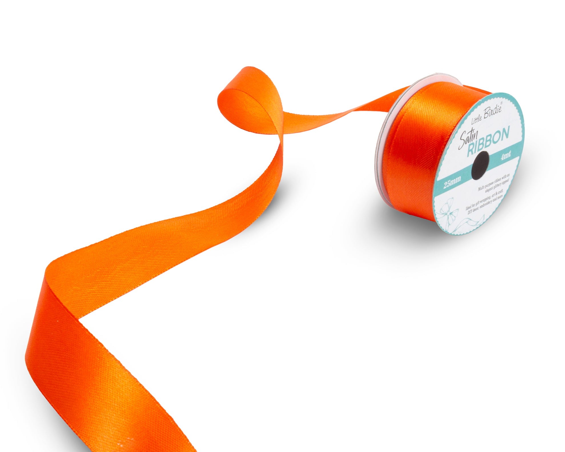 Satin Ribbon | 25mm | Orange | 4 Meters - 1 Roll
