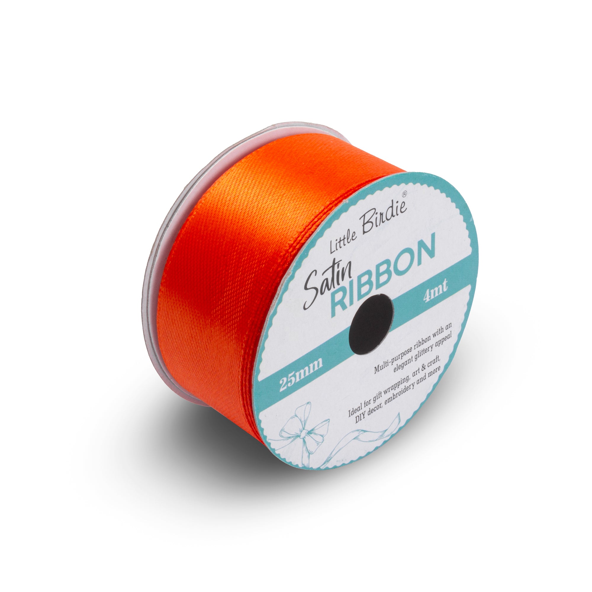 Satin Ribbon | 25mm | Orange | 4 Meters - 1 Roll