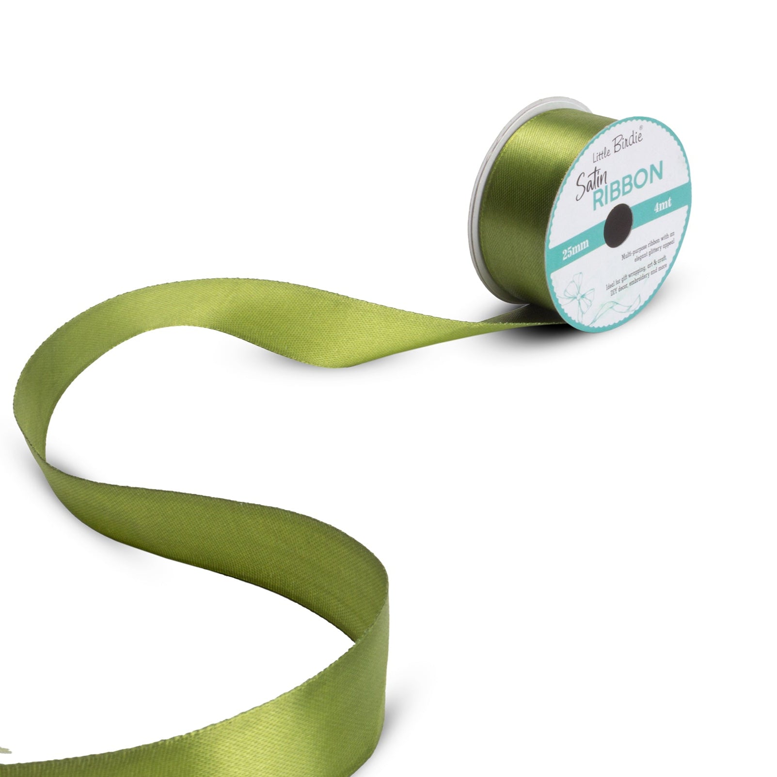 Satin Ribbon | 25mm | Olive Green | 4 Meters - 1 Roll