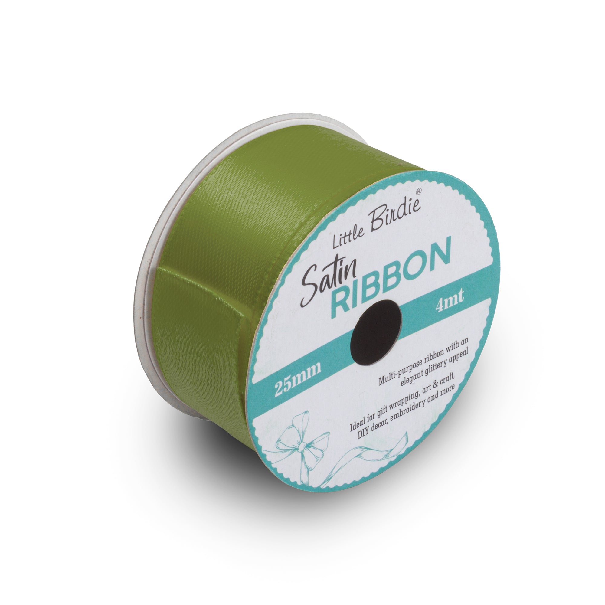 Satin Ribbon | 25mm | Olive Green | 4 Meters - 1 Roll
