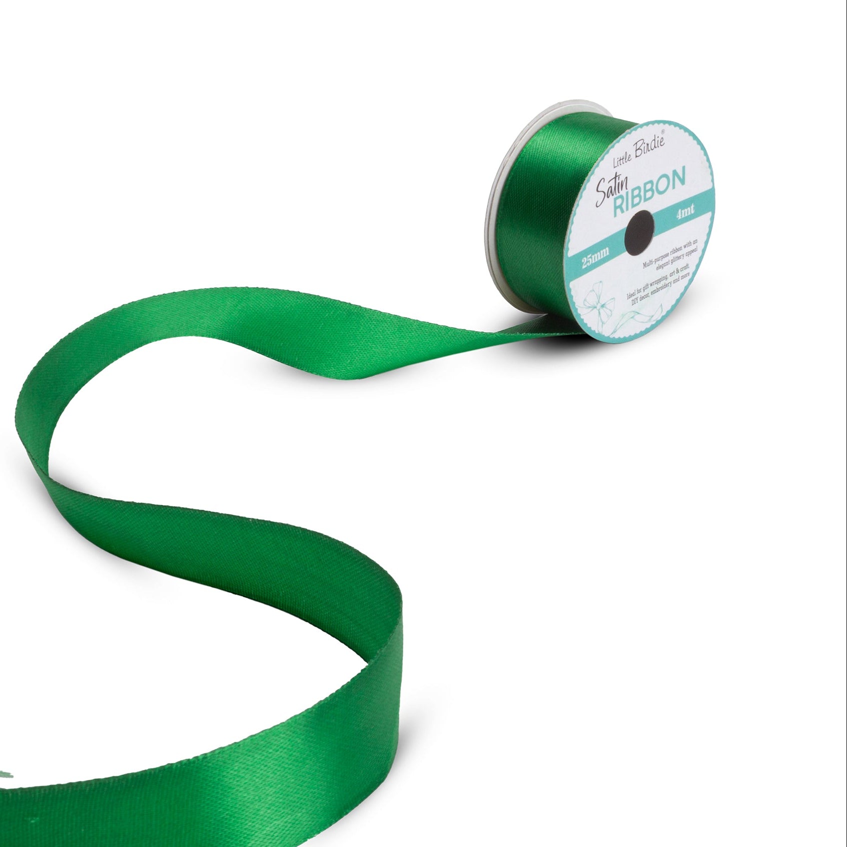 Satin Ribbon | 25mm | Green | 4 Meters - 1 Roll