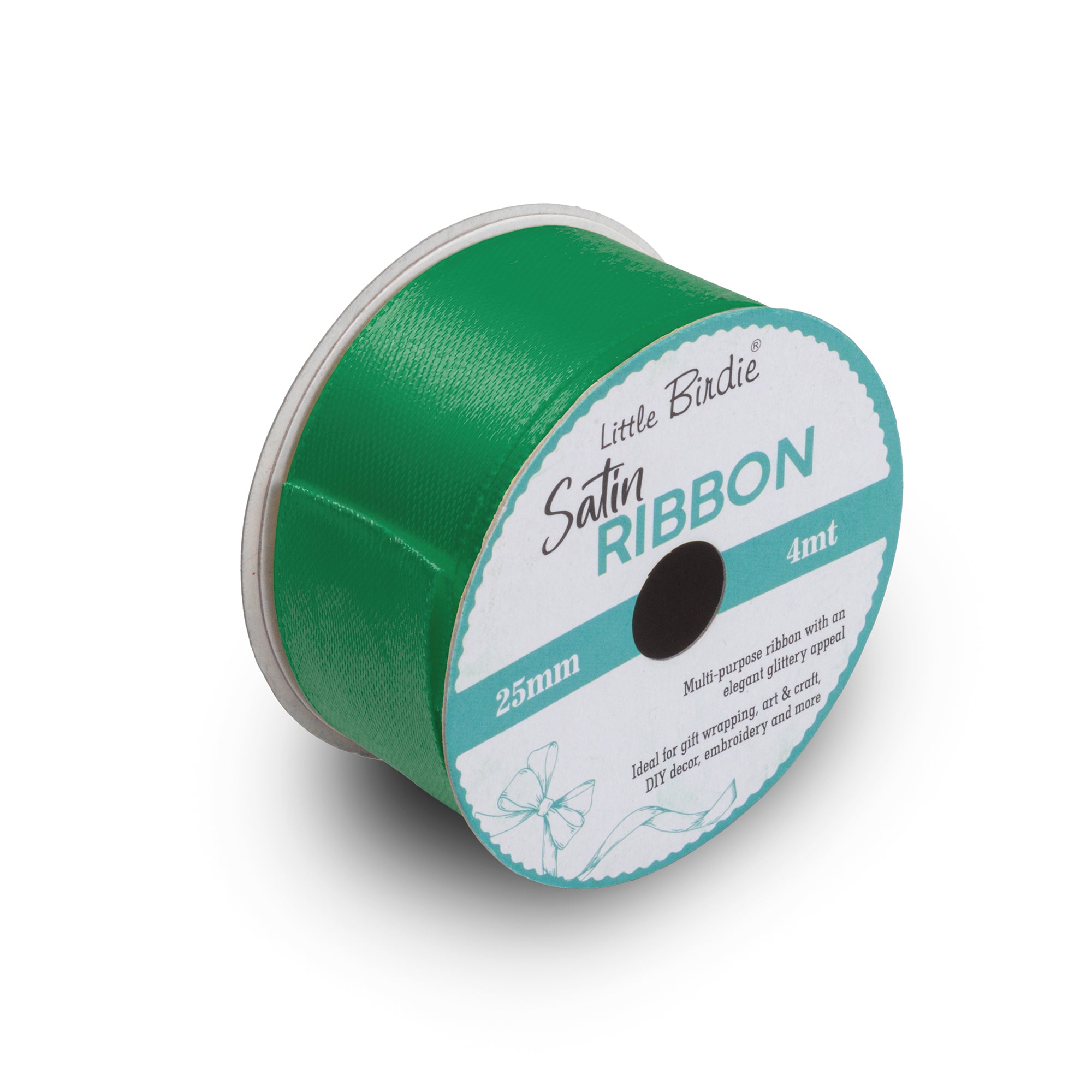 Satin Ribbon | 25mm | Green | 4 Meters - 1 Roll
