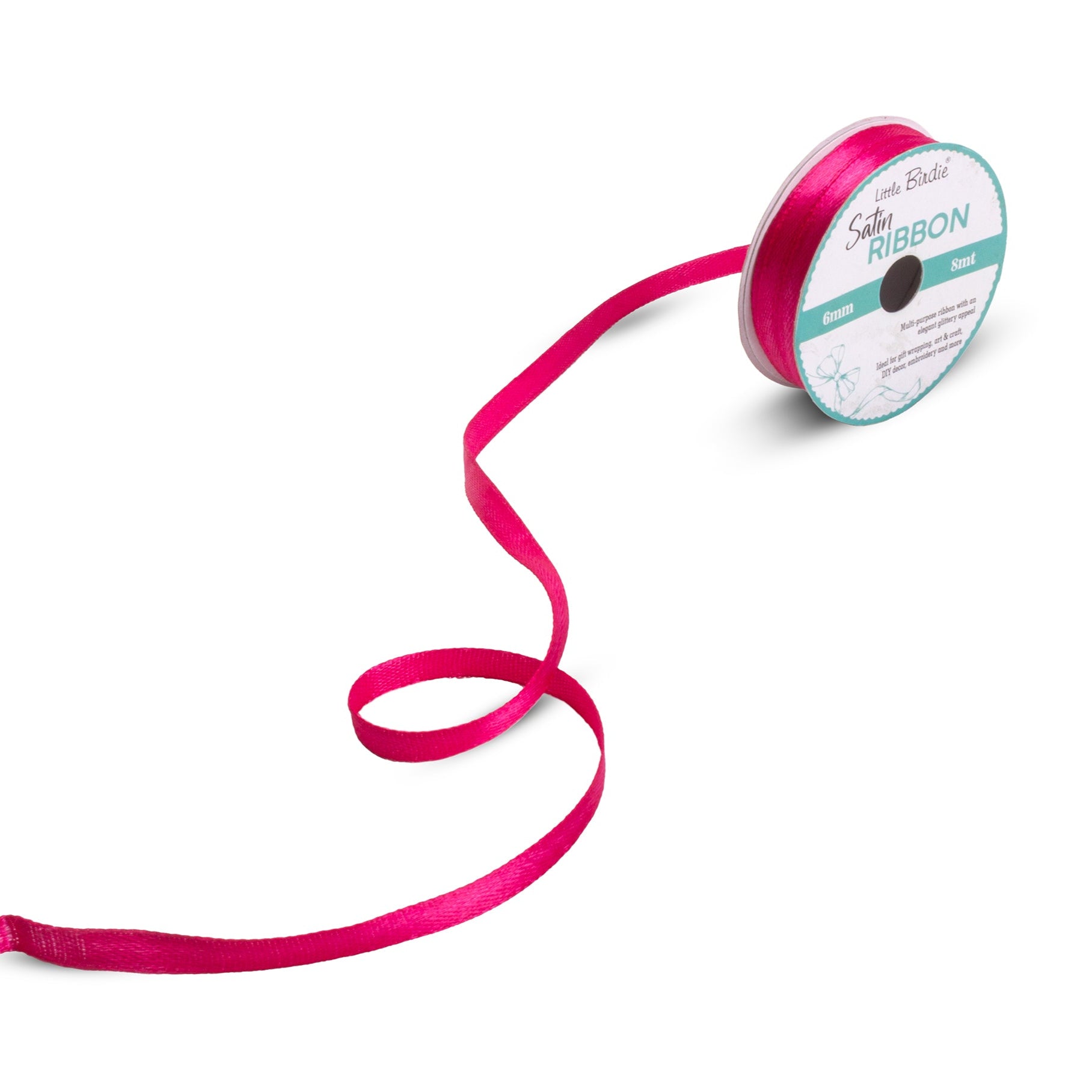 Satin Ribbon | 6mm | Hot Pink | 8 Meters - 1 Roll