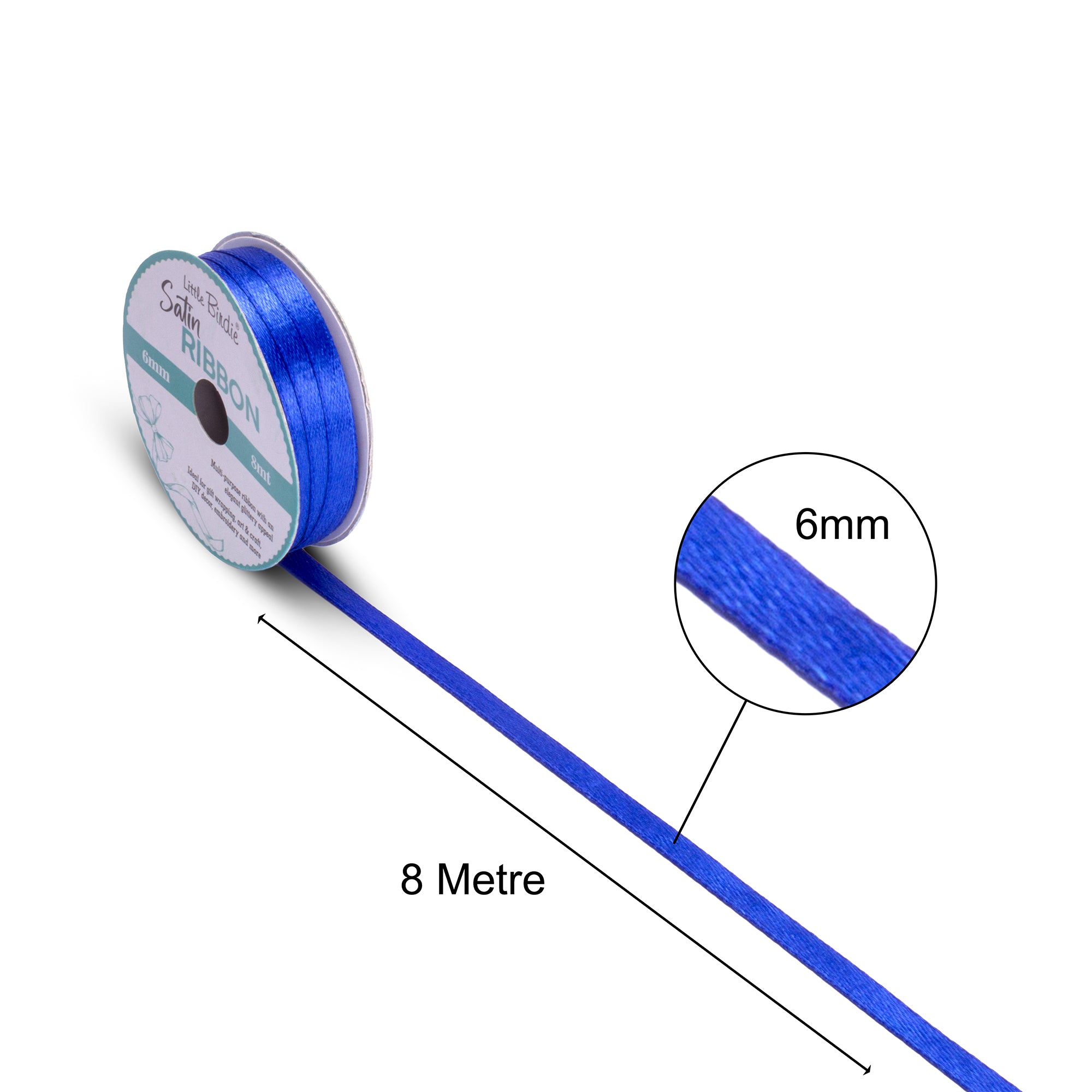 Satin Ribbon | 6mm | Royal Blue | 8 Meters - 1 Roll