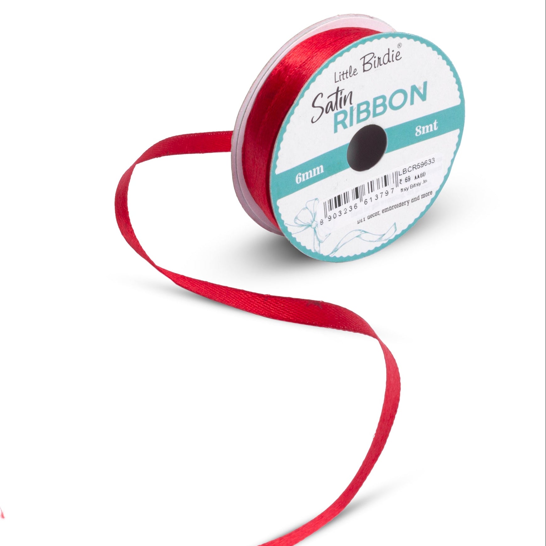 Satin Ribbon | 6mm | Red | 8 Meters - 1 Roll