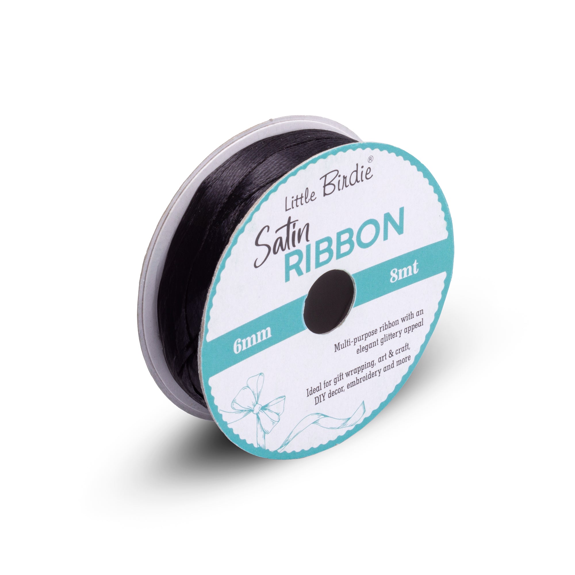 Satin Ribbon | 6mm | Black | 8 Meters - 1 Roll