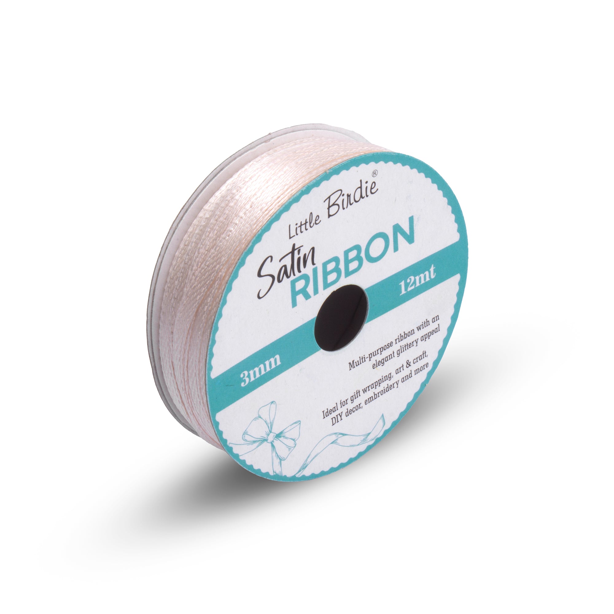 Satin Ribbon | 3mm | Off White | 12 Meter - 1 Roll